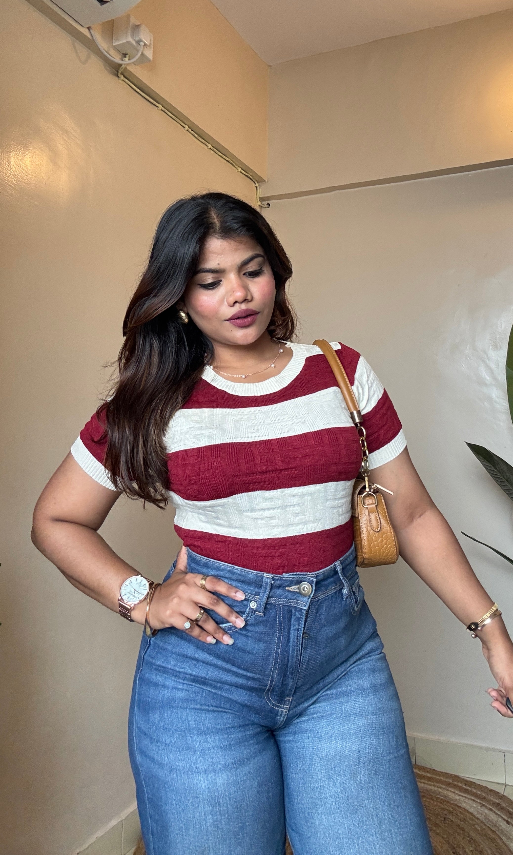 Old-Money Striped Round Neck Top