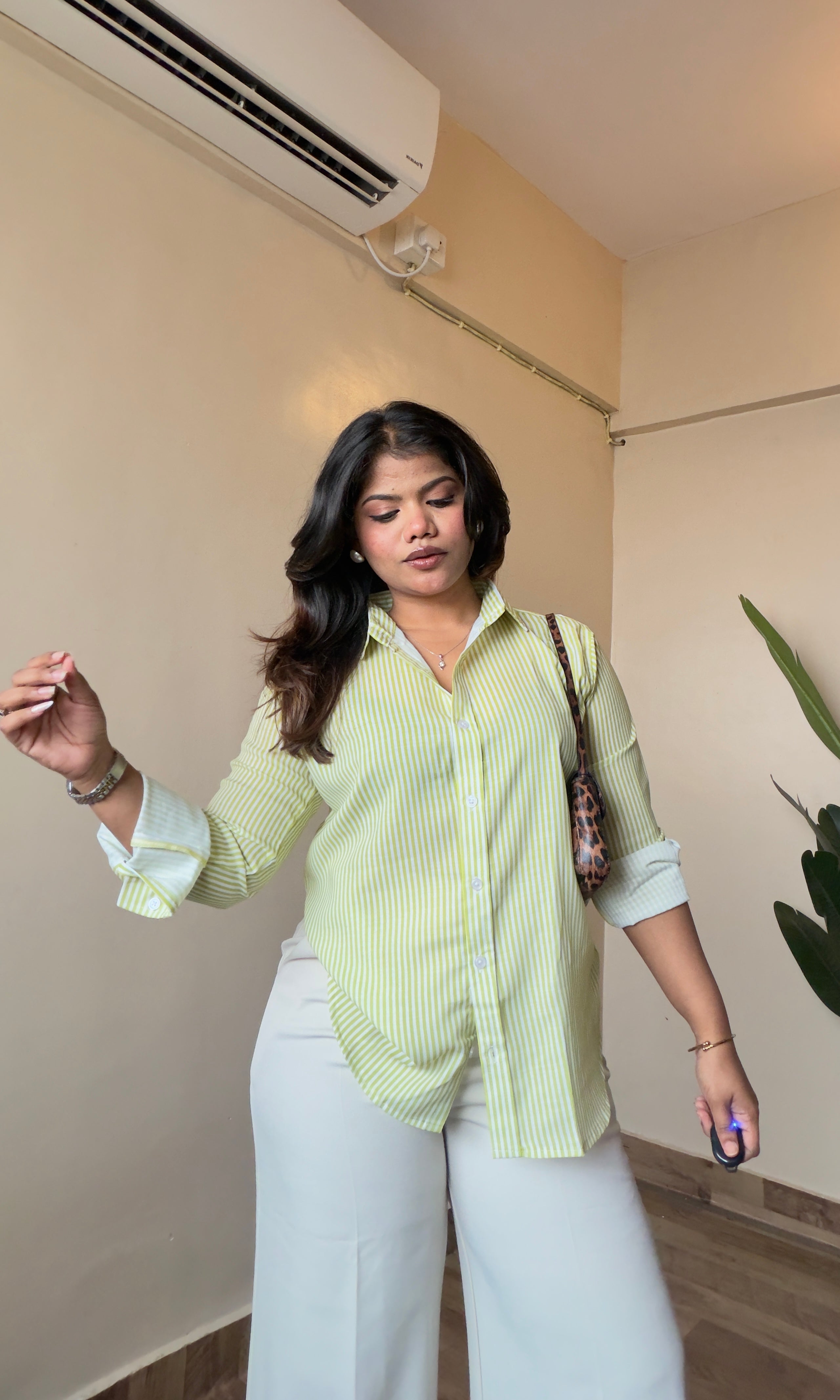 Green Striped Linen Shirt
