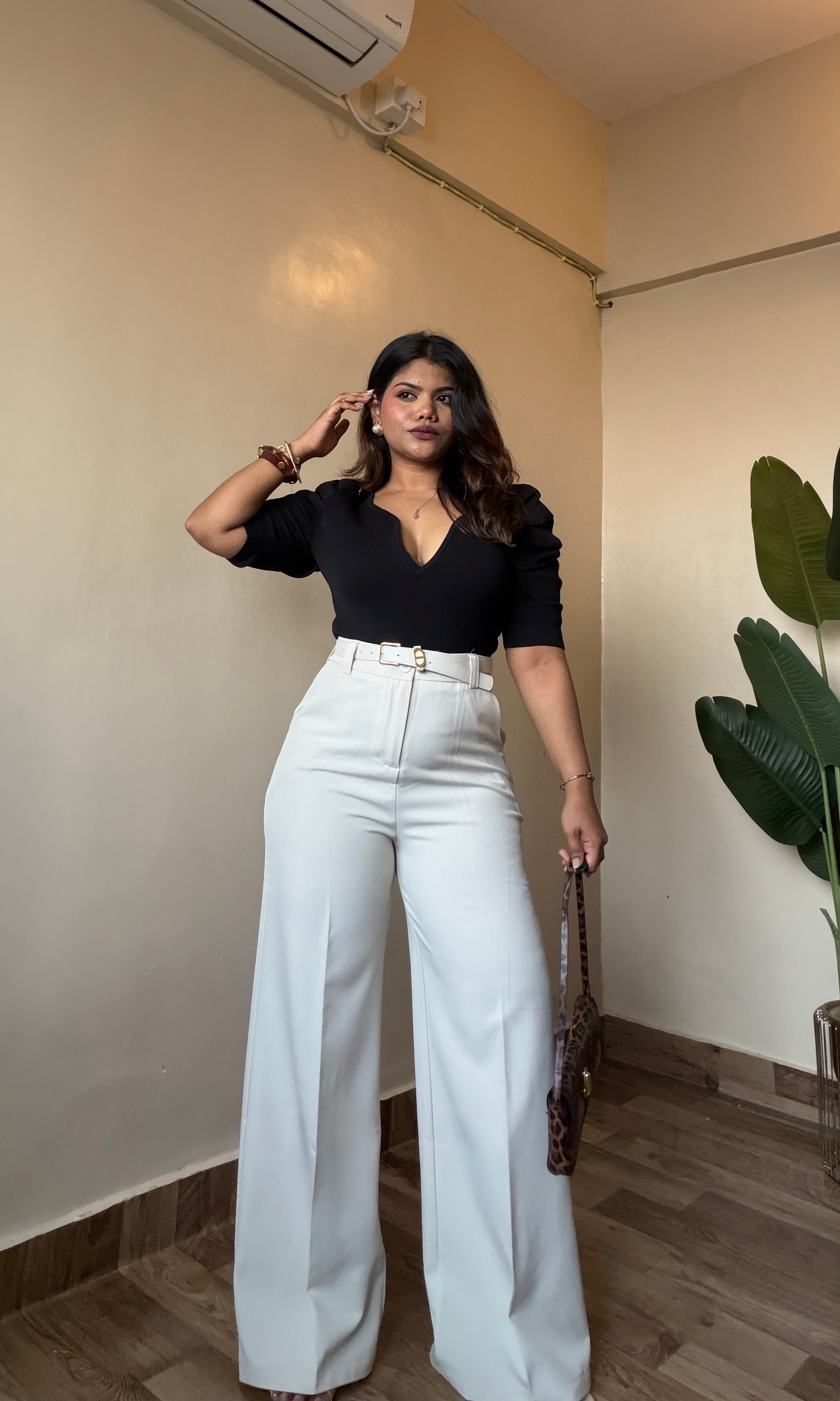 Light Beige Wide Leg Trouser