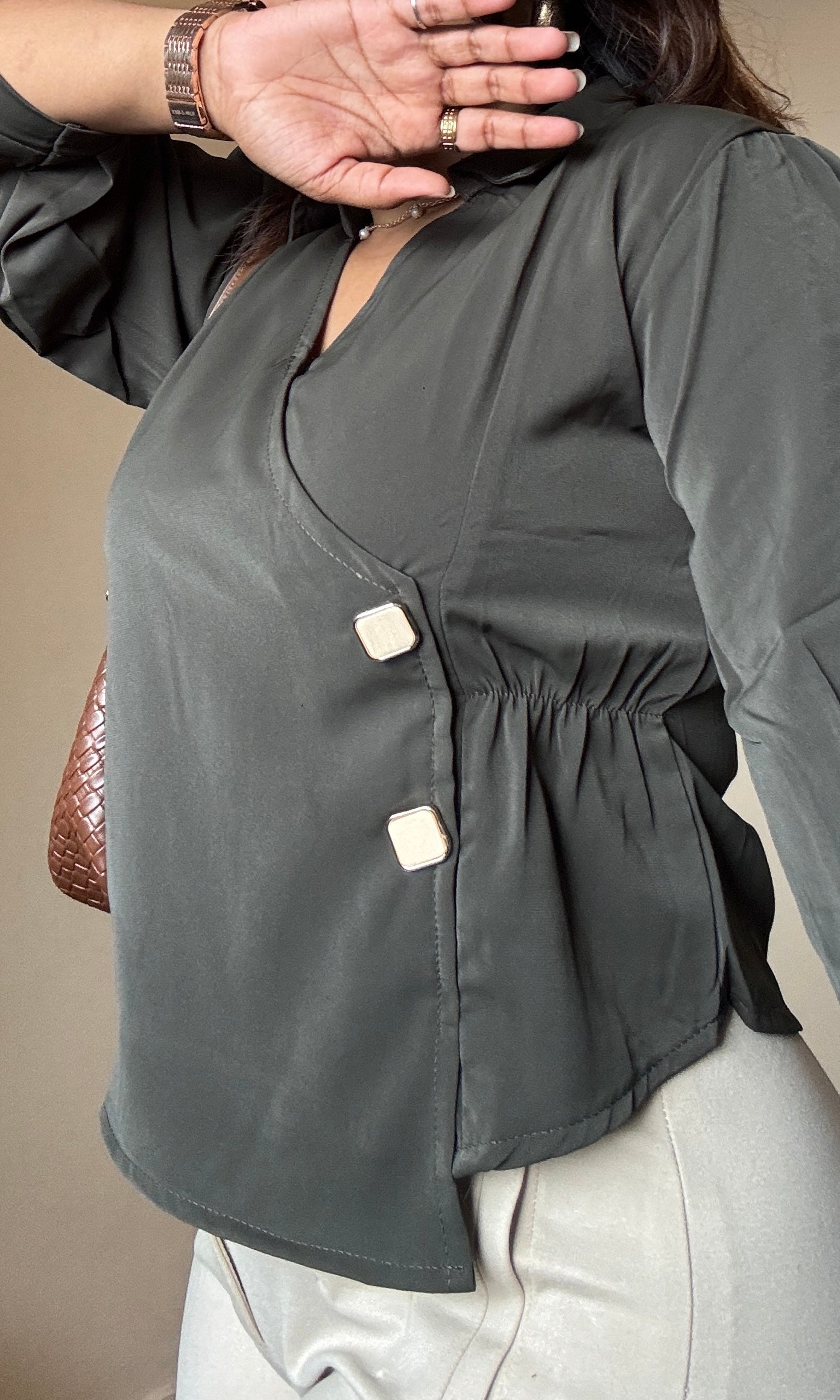 Wrap Style Crossover Shirt