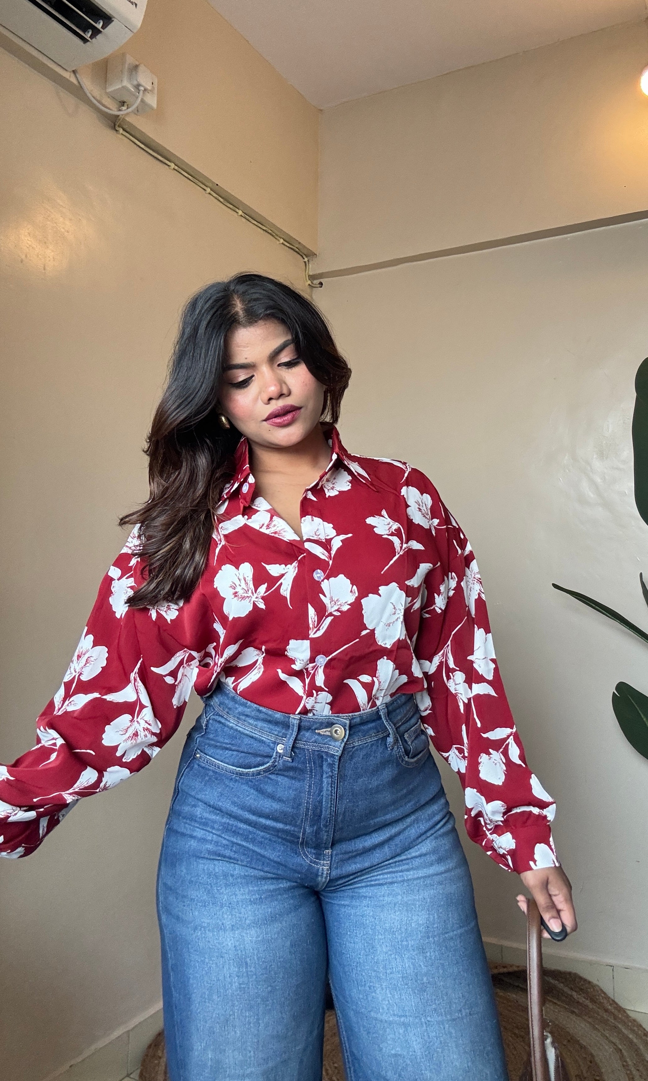 Red Rose Floral Printed Imported Shirt