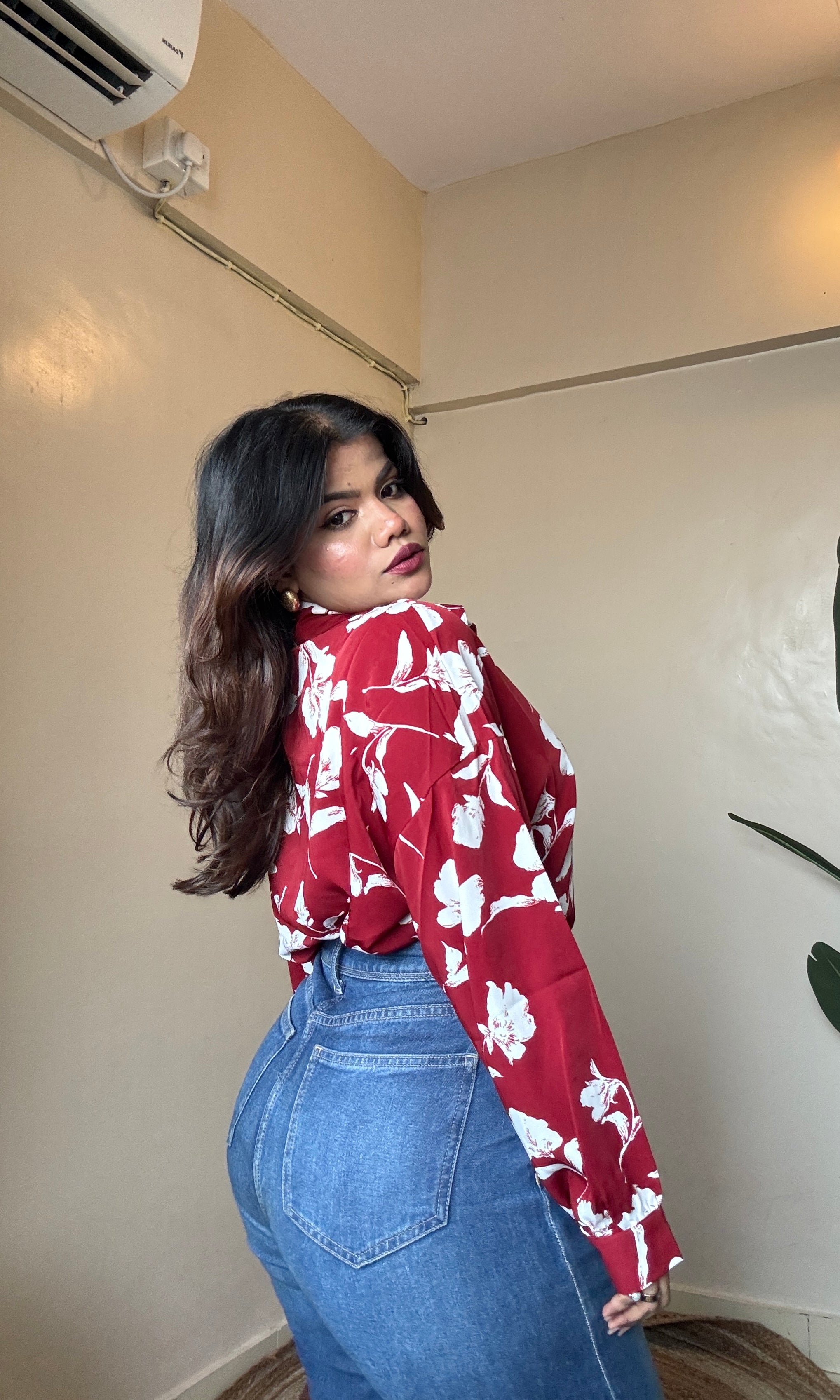 Red Rose Floral Printed Imported Shirt