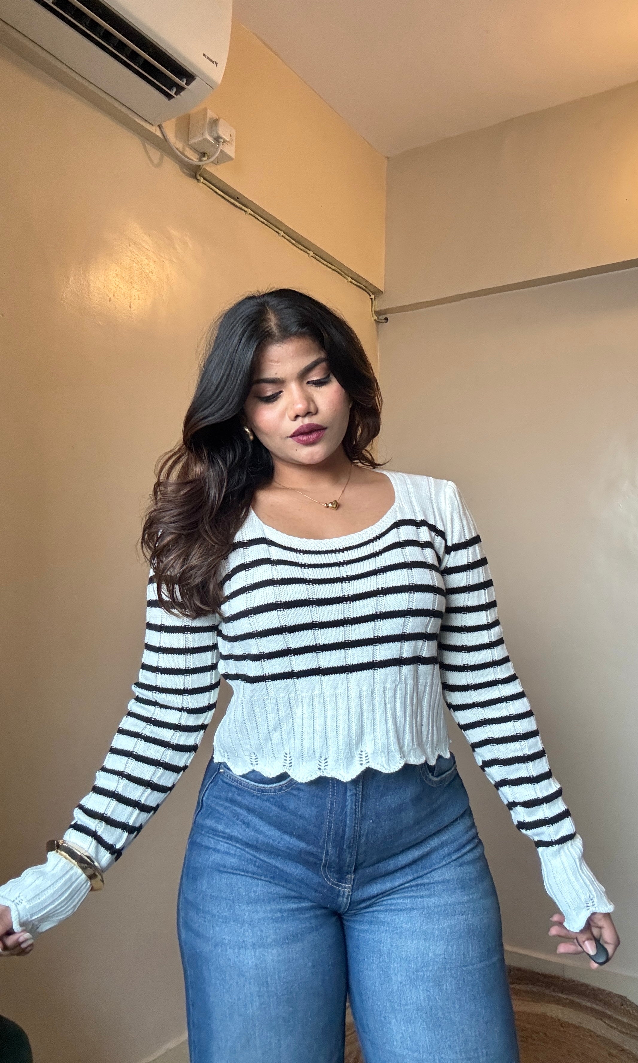 Square Neck knit Pullover