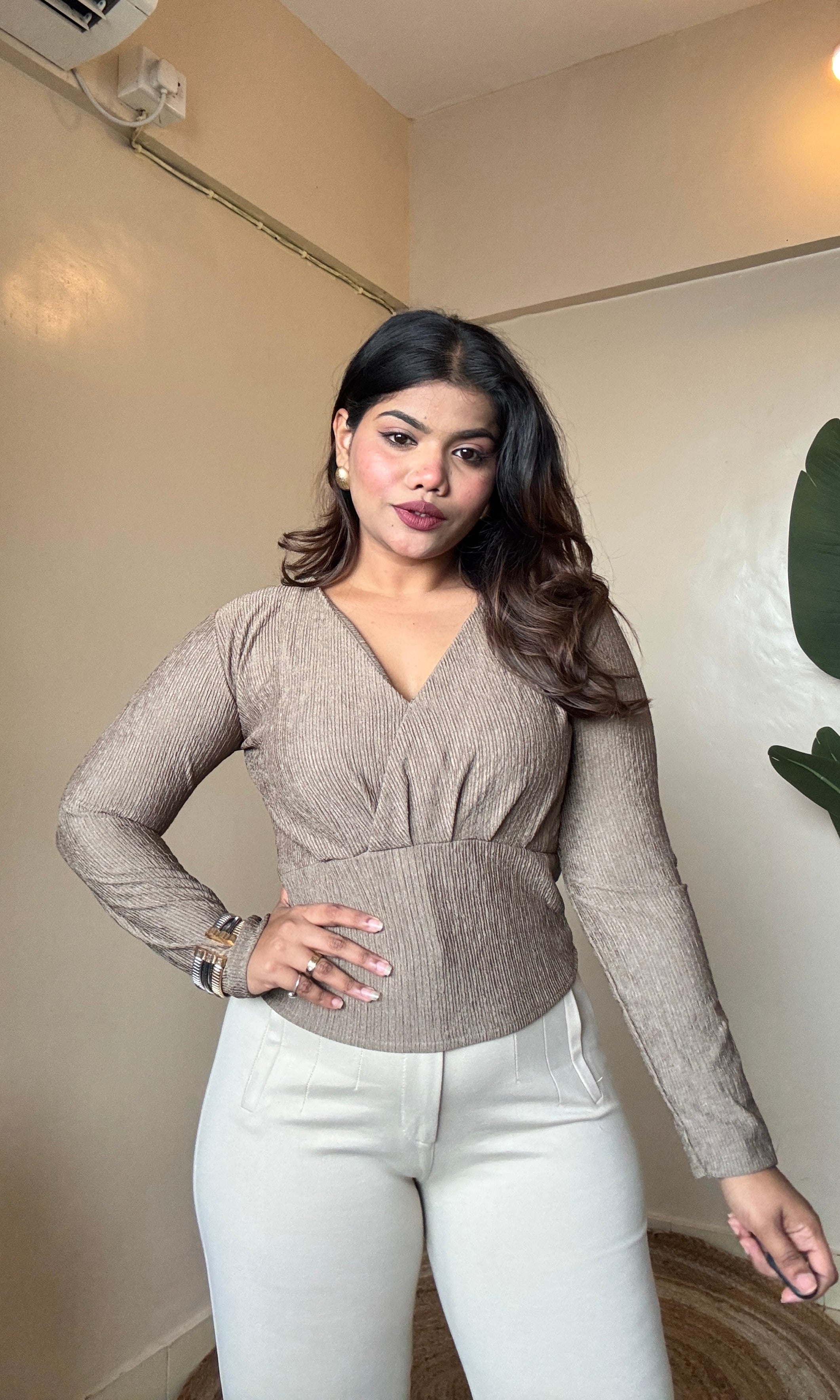 V Neck Crossover Top