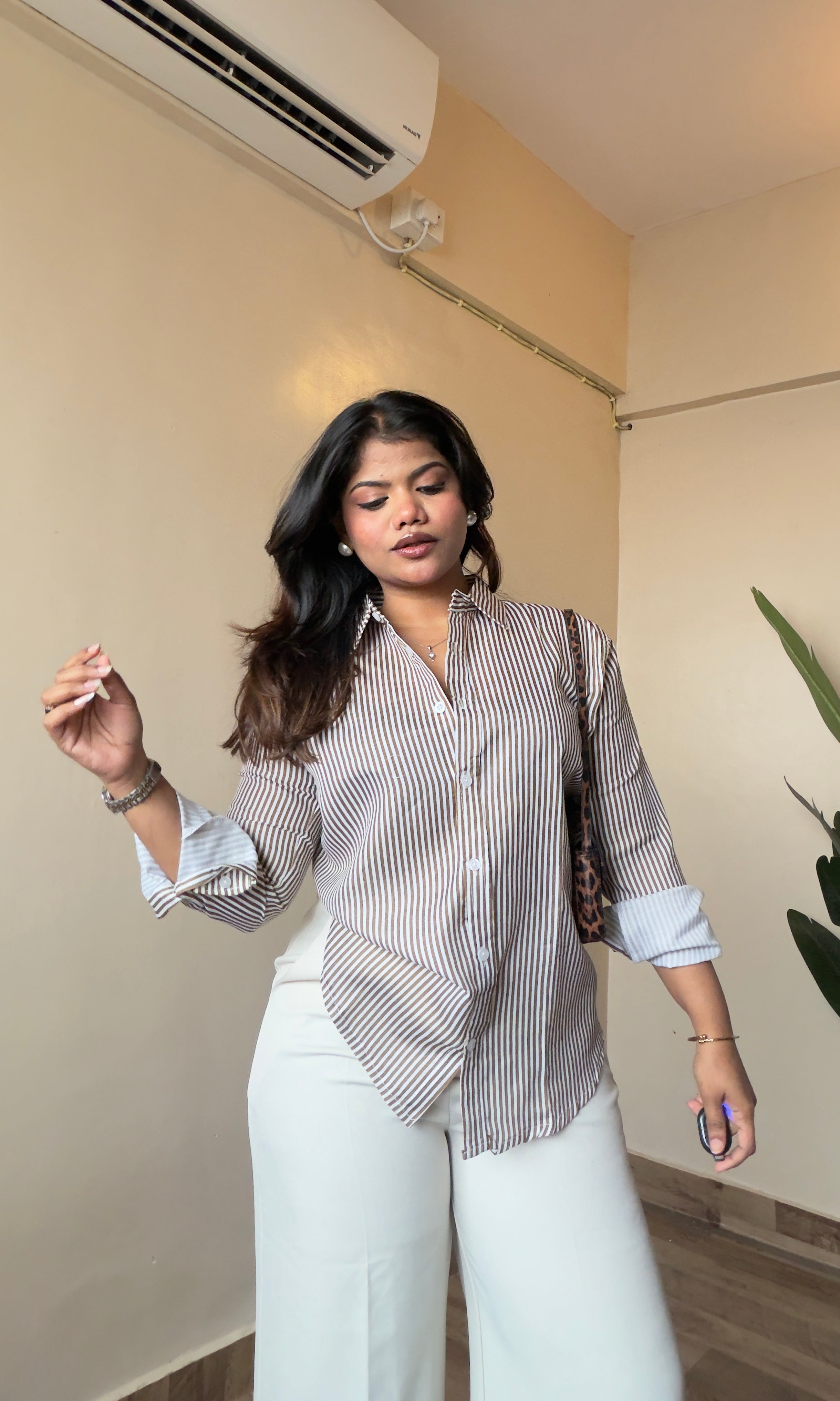 Brown Striped Linen Shirt