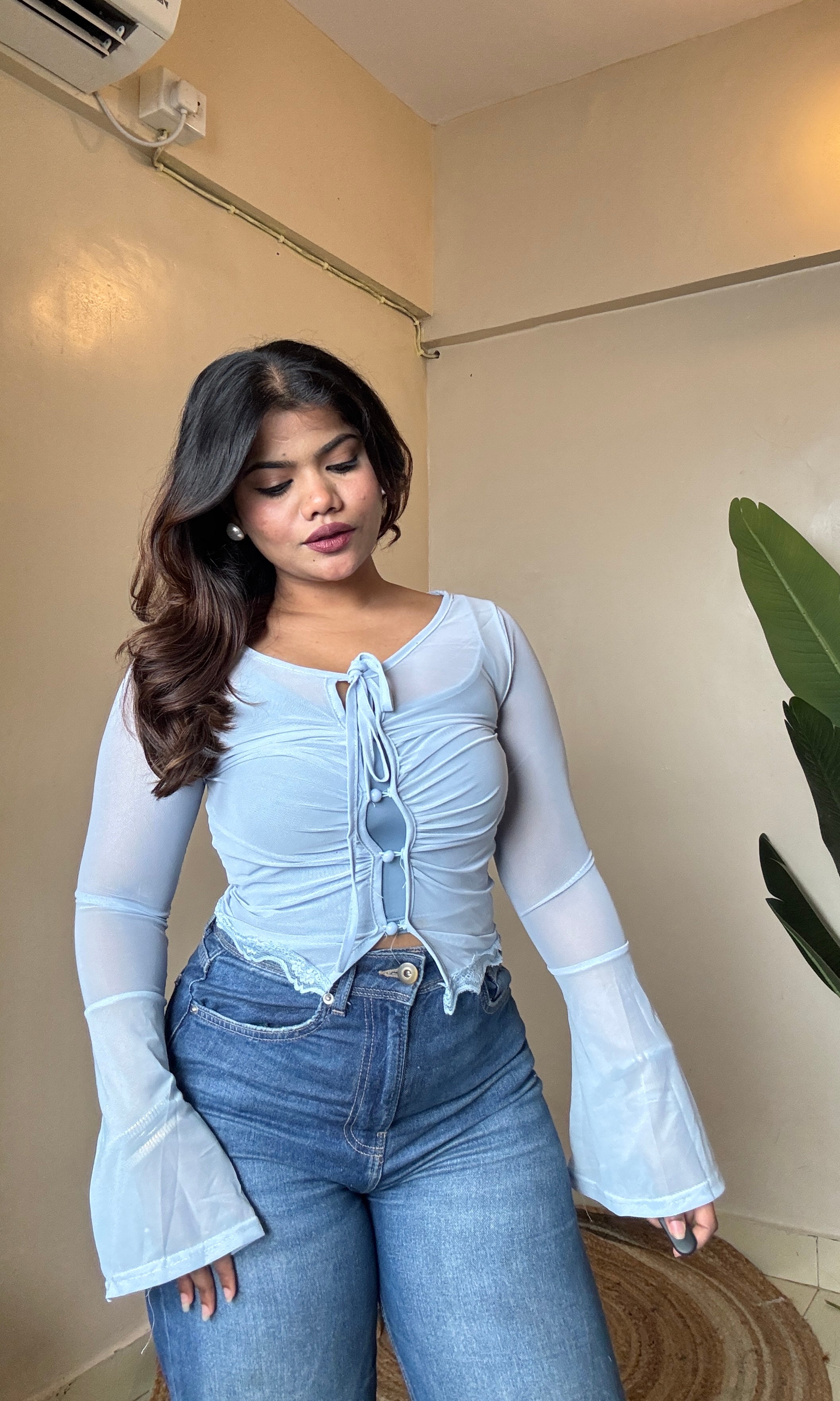 Two-Peice Lacy Mesh Top With Inner