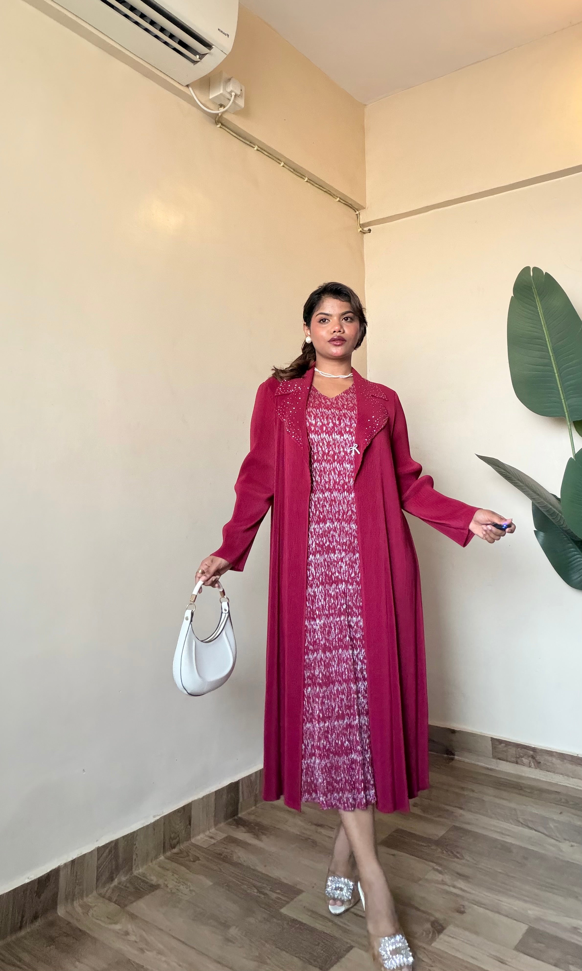 Pleated Wrinkle Magic Jacket Style Dress