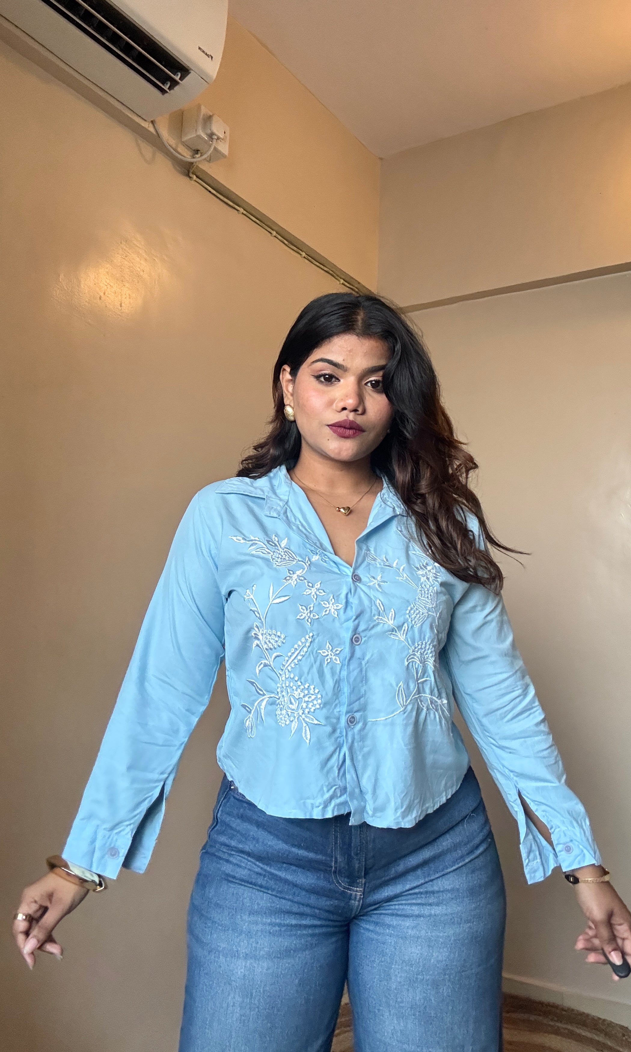 Blue Embroidery Shirt