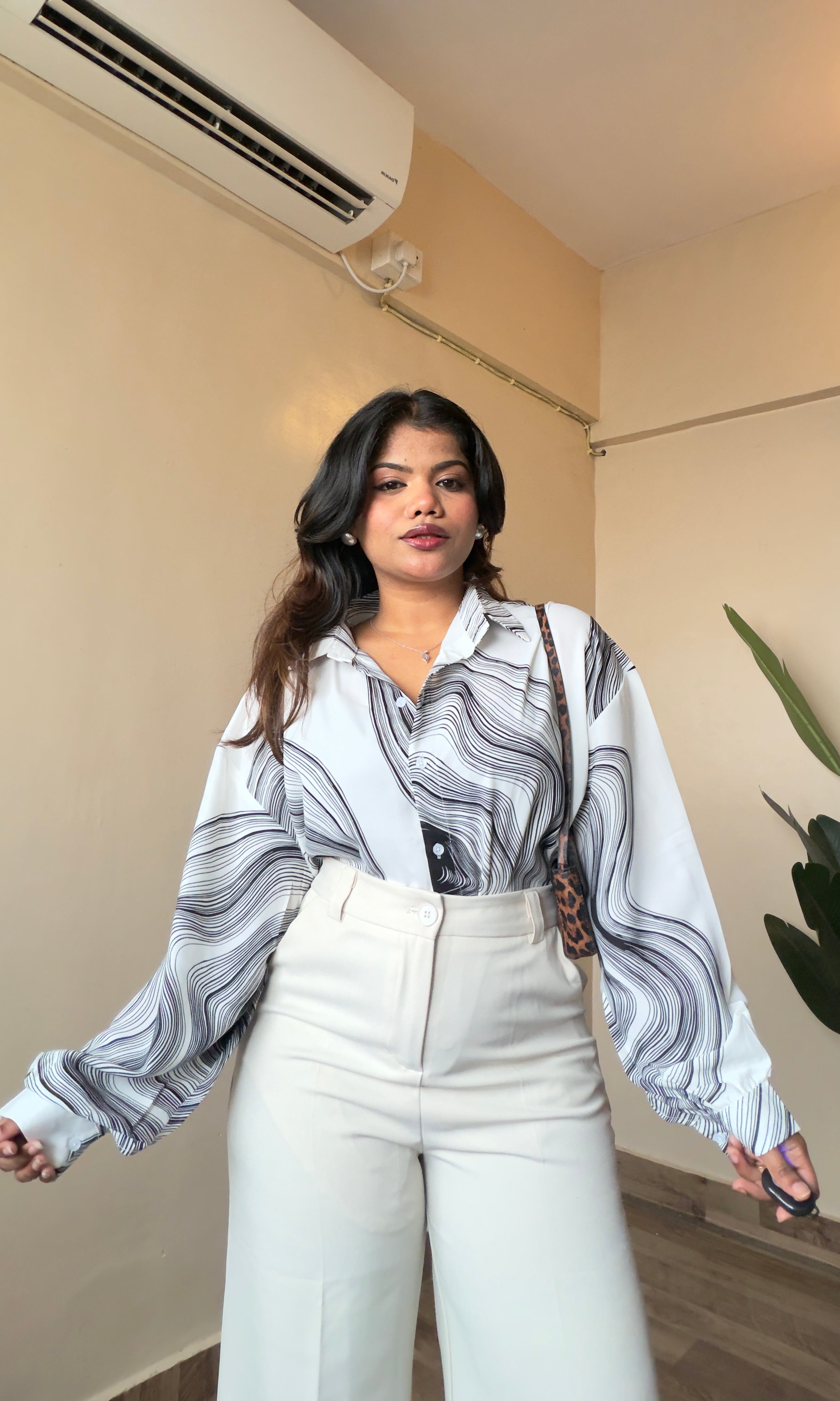 White Abstract Printed Shirt