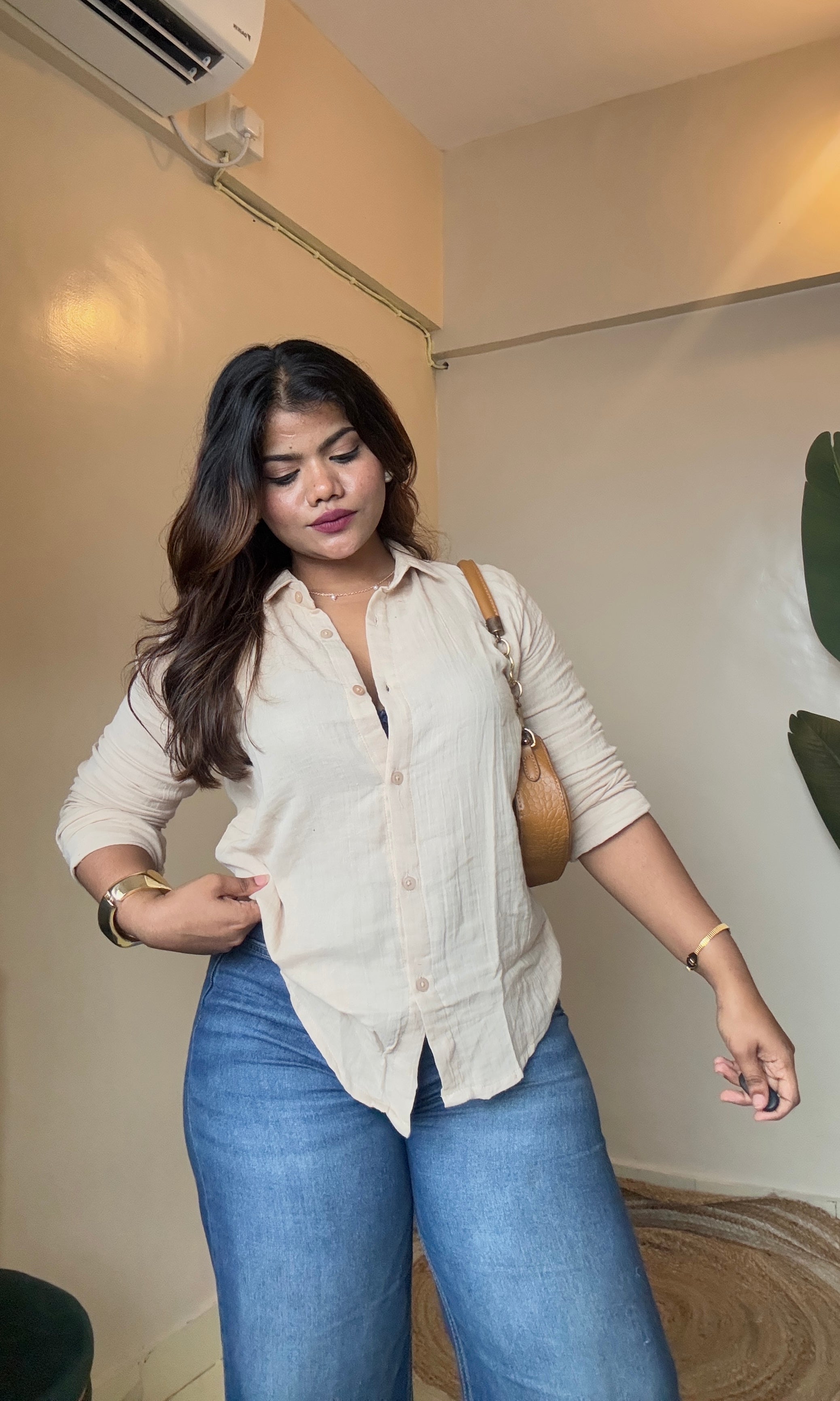 Beige Cotton Mulmul Shirt