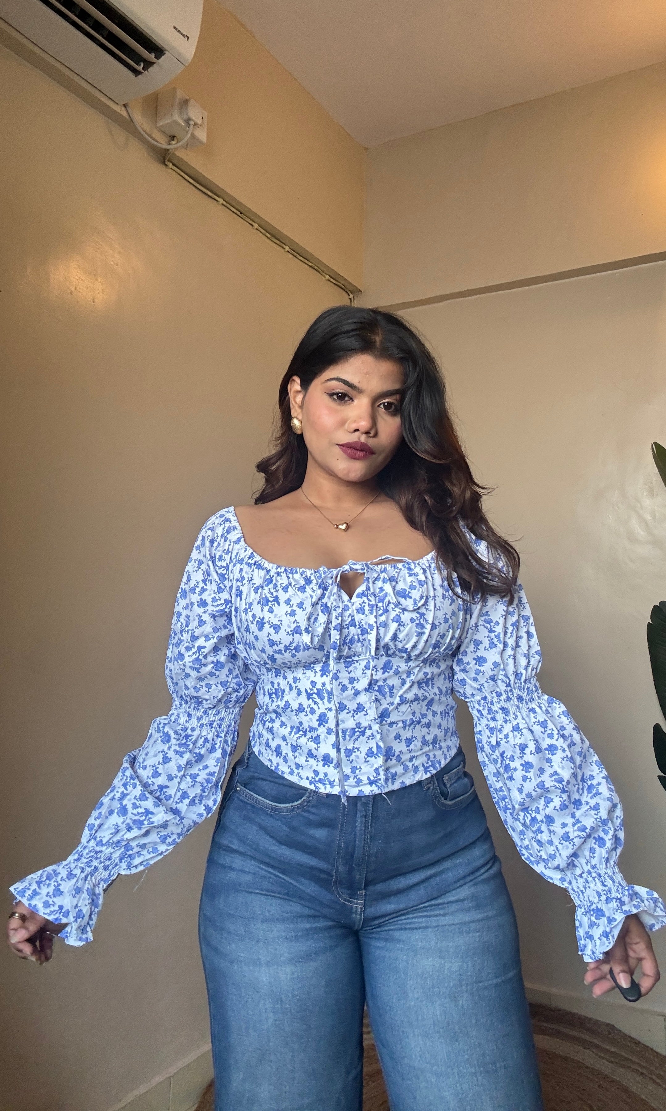Blue Floral Corset Style Top