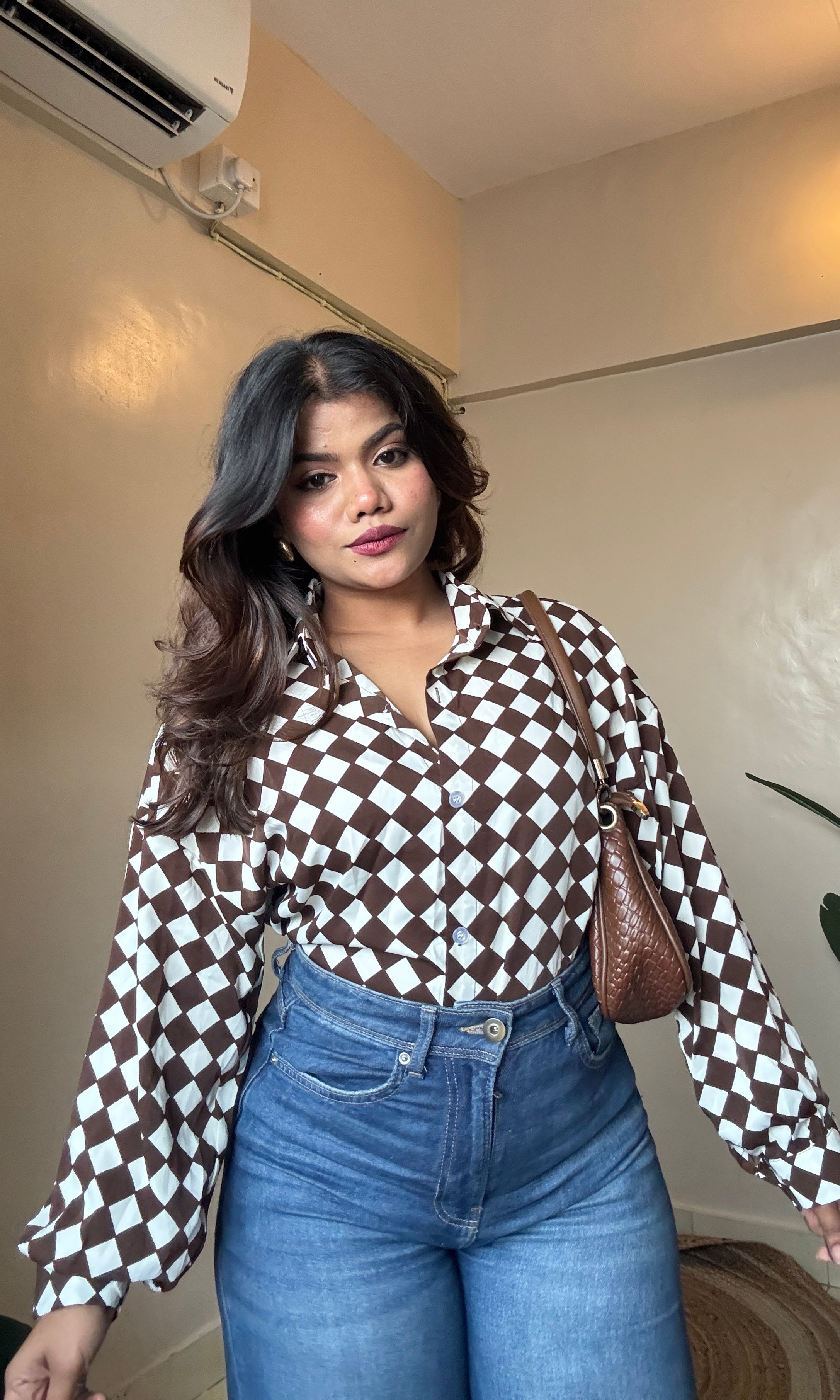 Brown Block Printed Imported Shirt