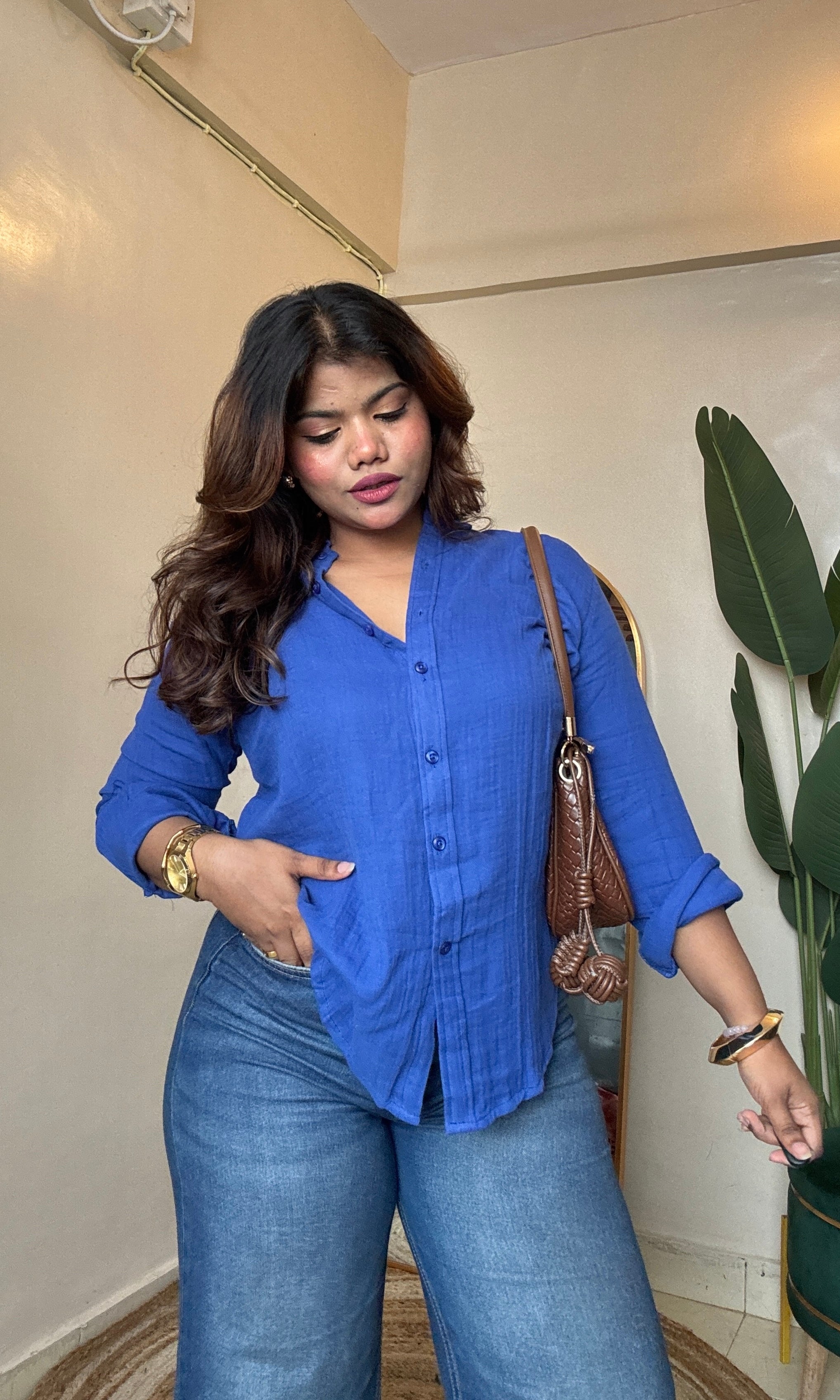 Blue Cotton Mulmul Shirt
