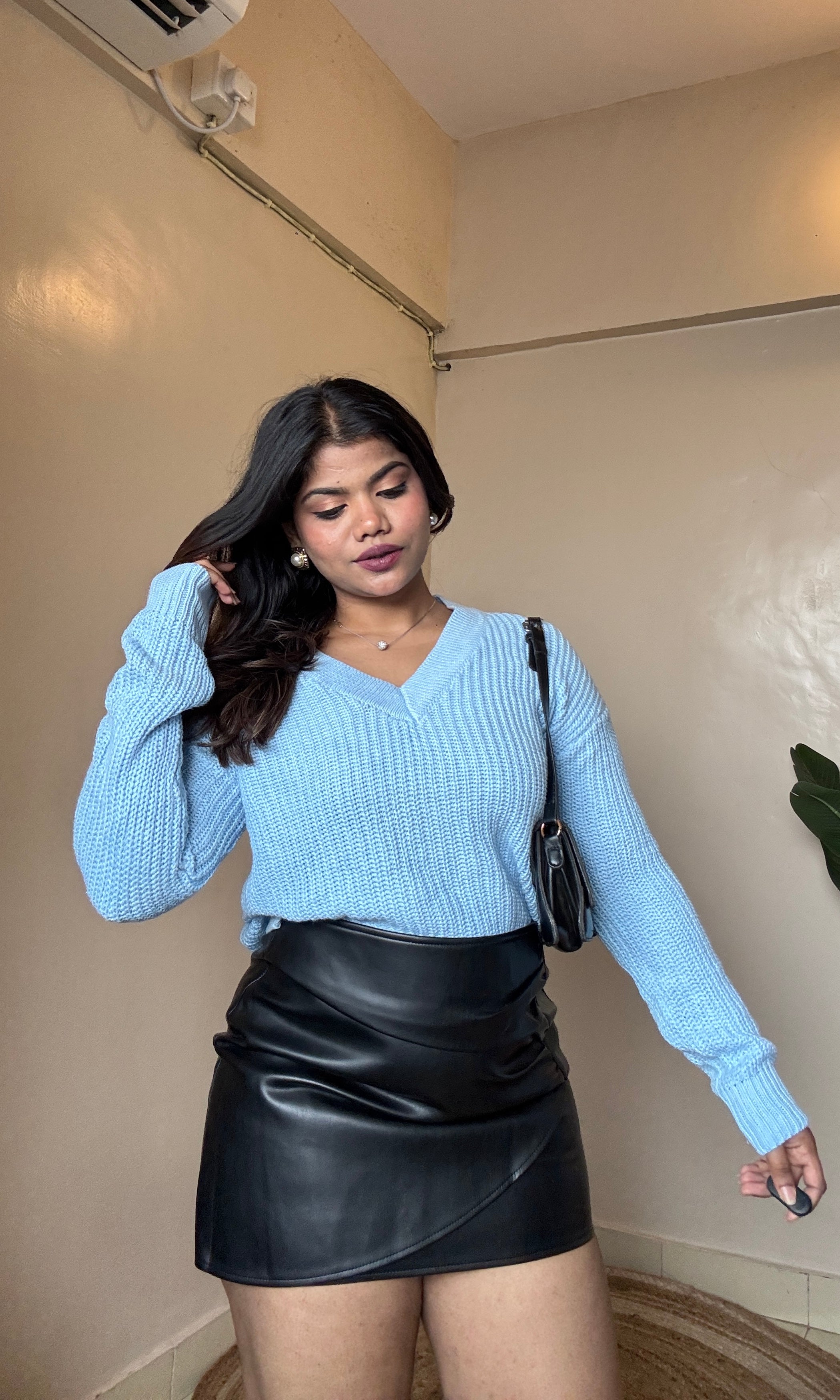 Ice Blue V Knit Pullover