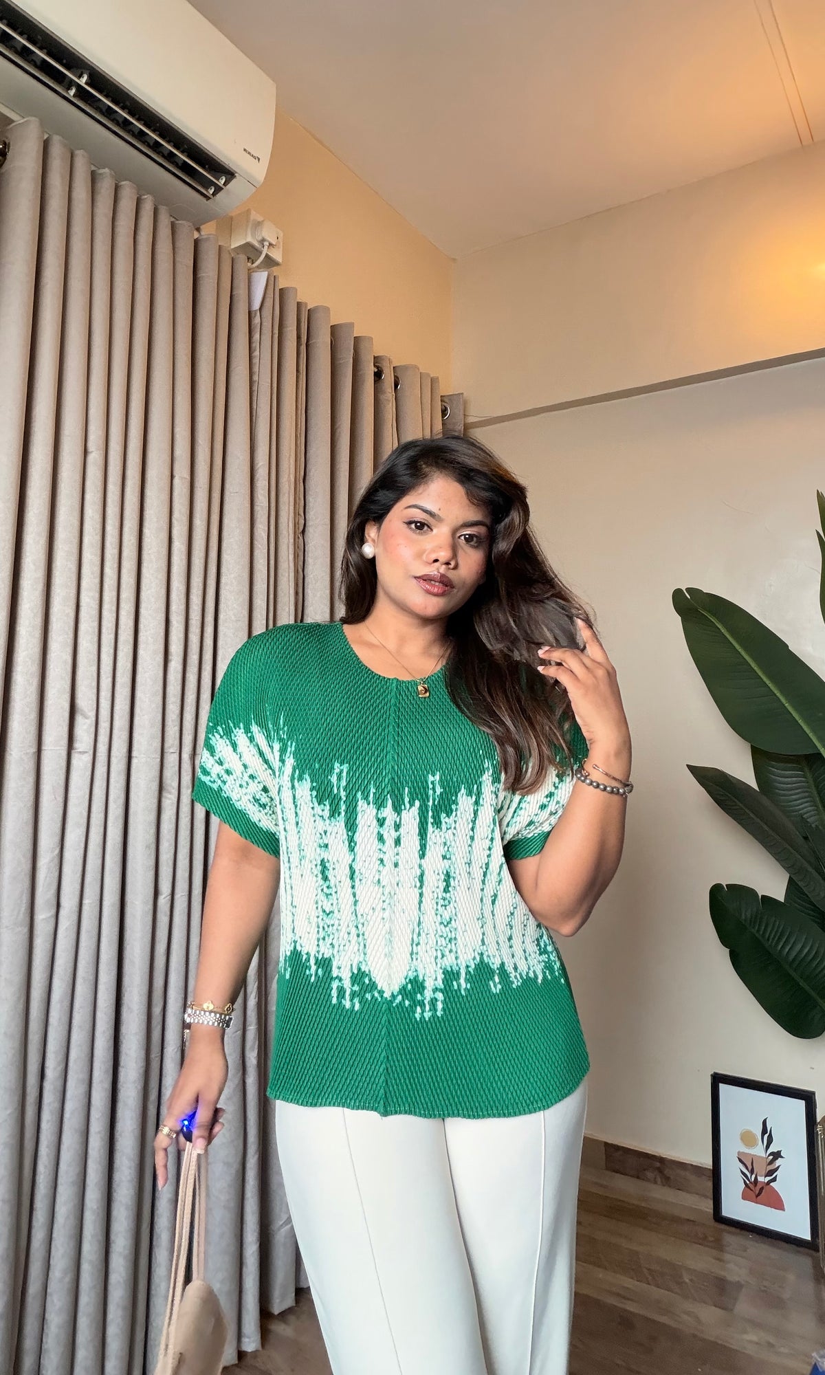 Ombre Pleated Abstract Printed Top