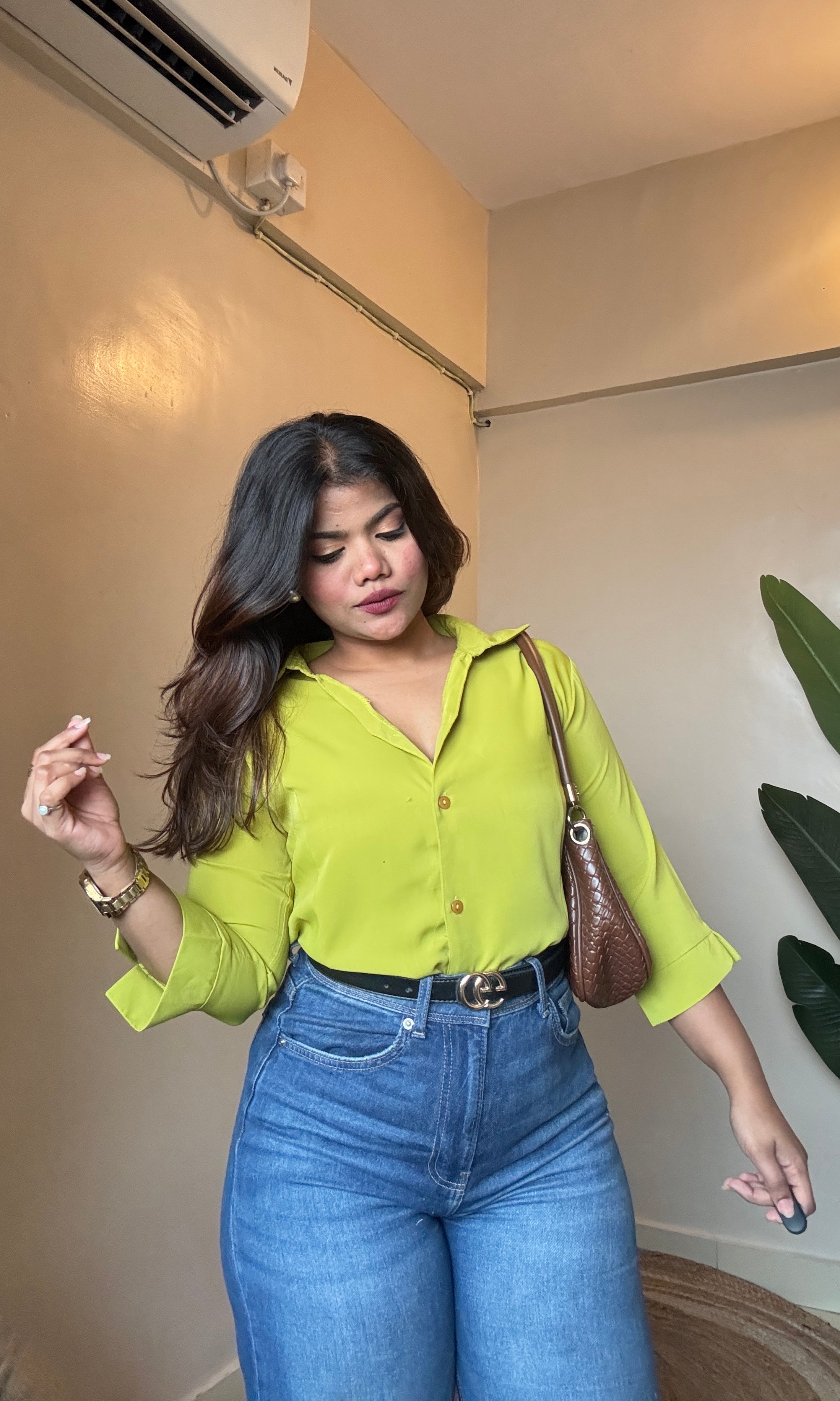 Lime Green Half Sleeve Shirt