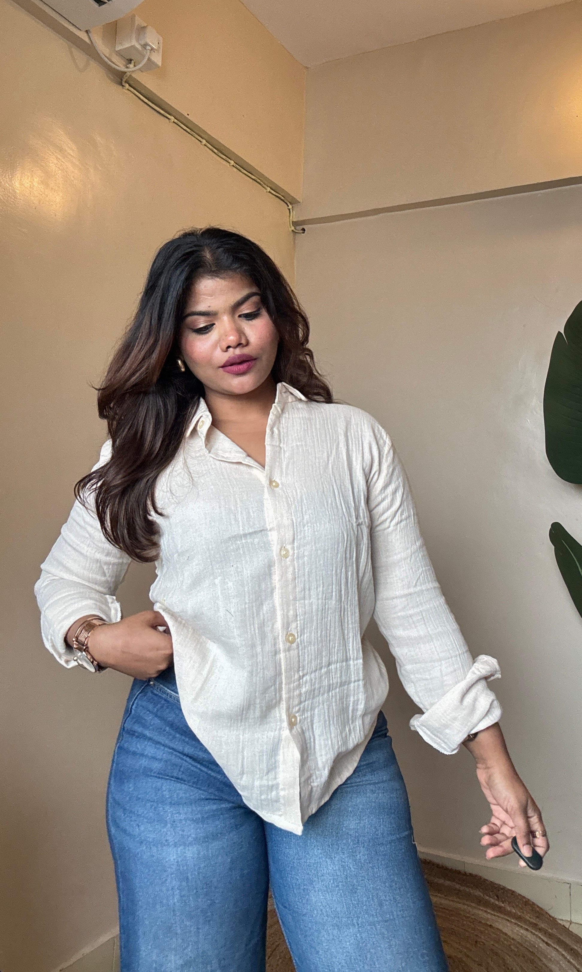 Creamish Cotton Mulmul Shirt