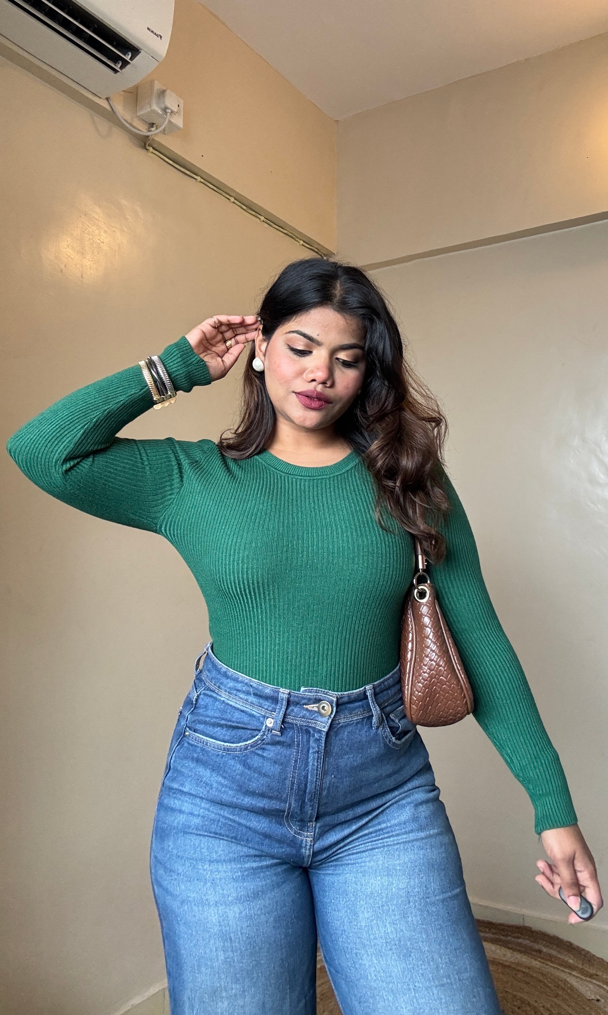 Round Neck Ribbed Full Top
