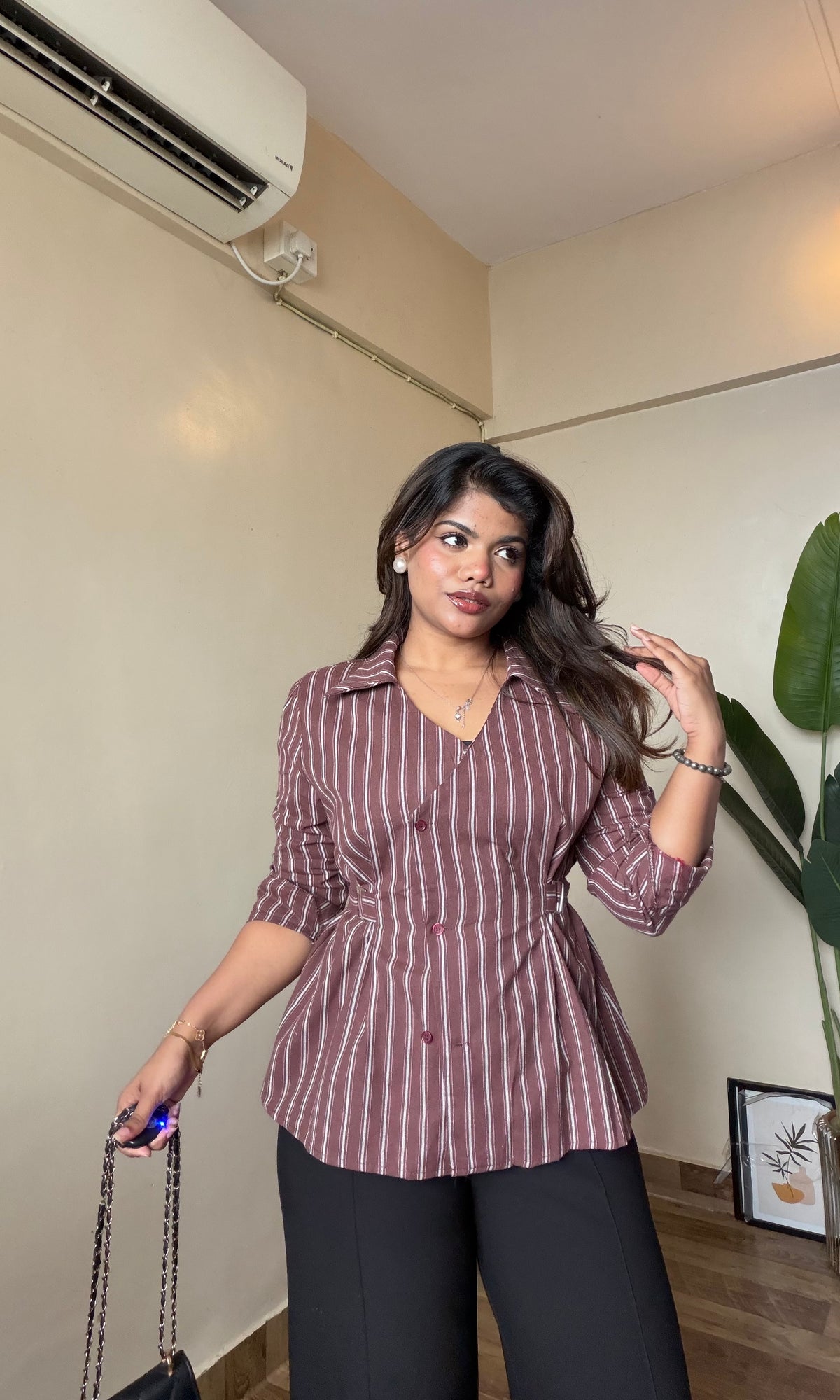 Striped Cotton Sculpted Wrap Shirt