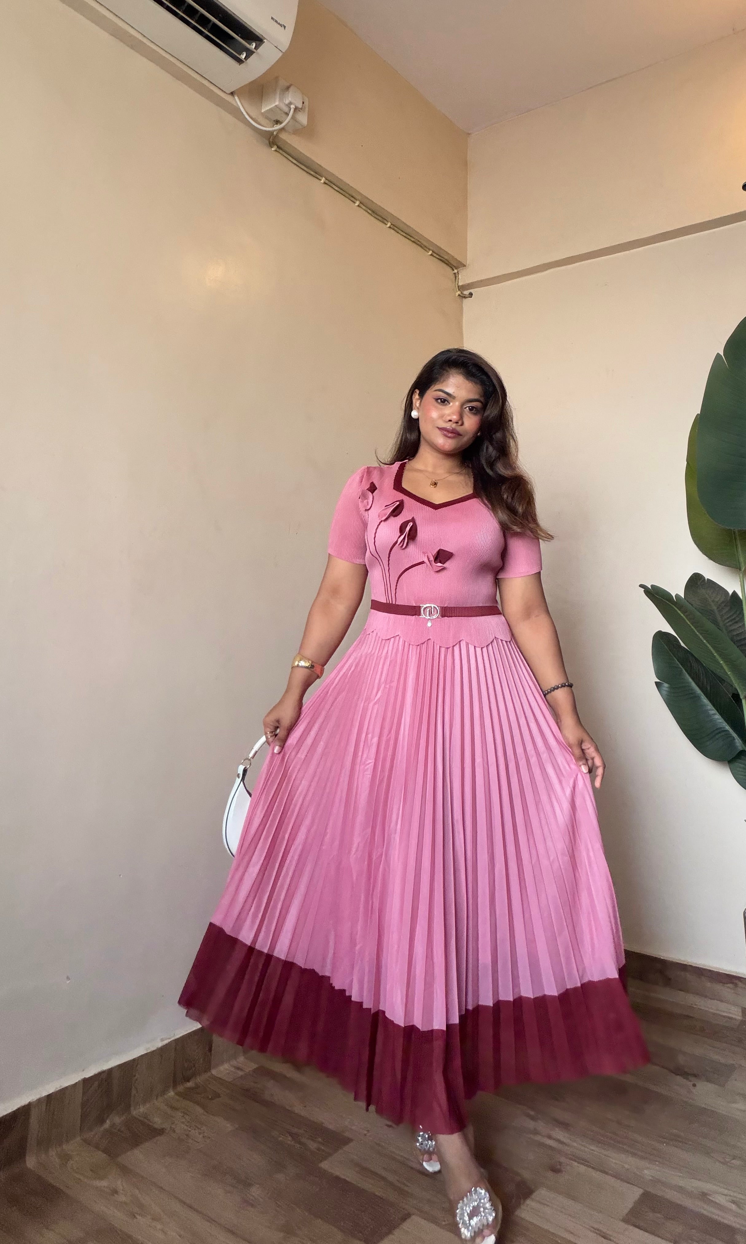 Flower Work Magic Pleated Dress