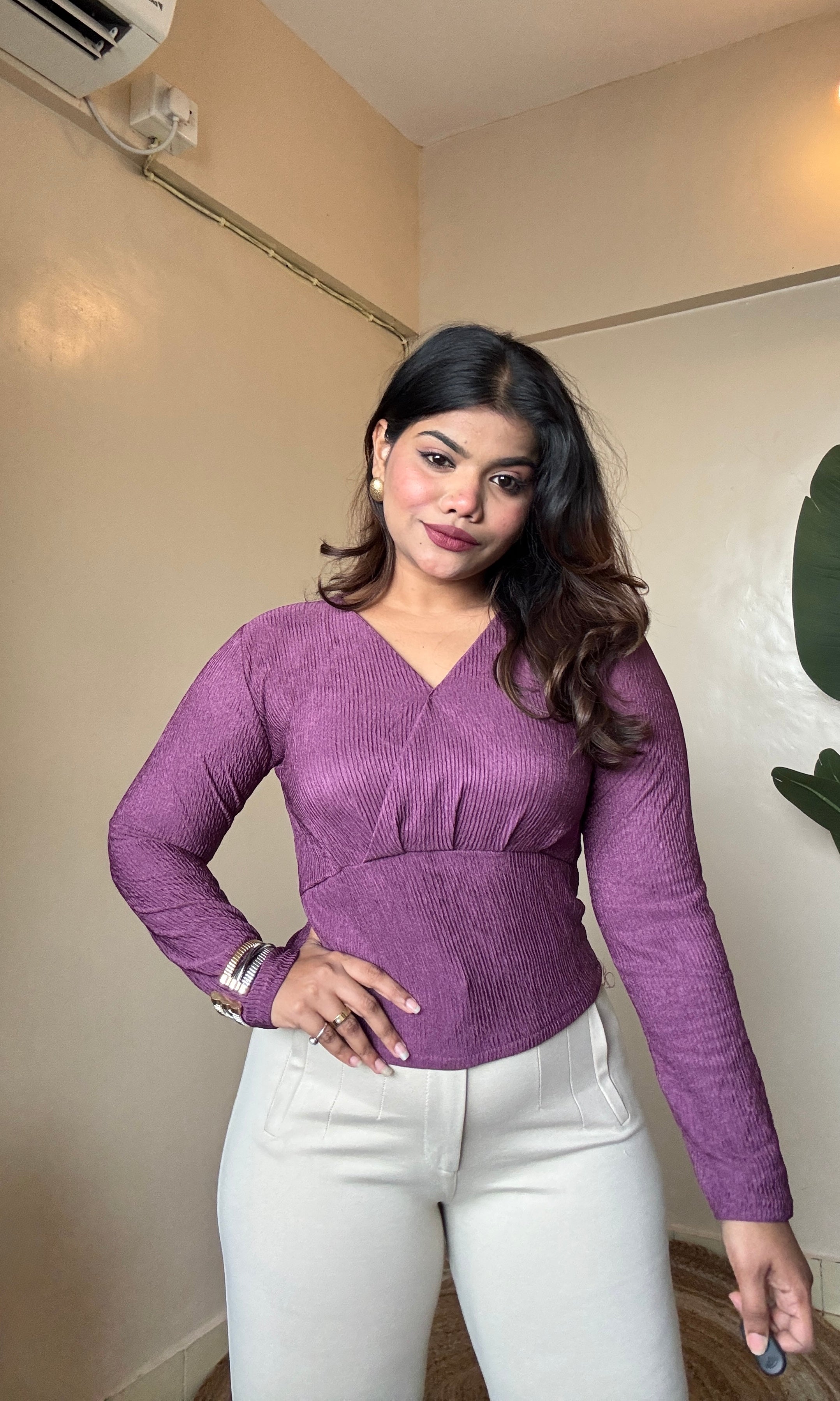 V Neck Crossover Top