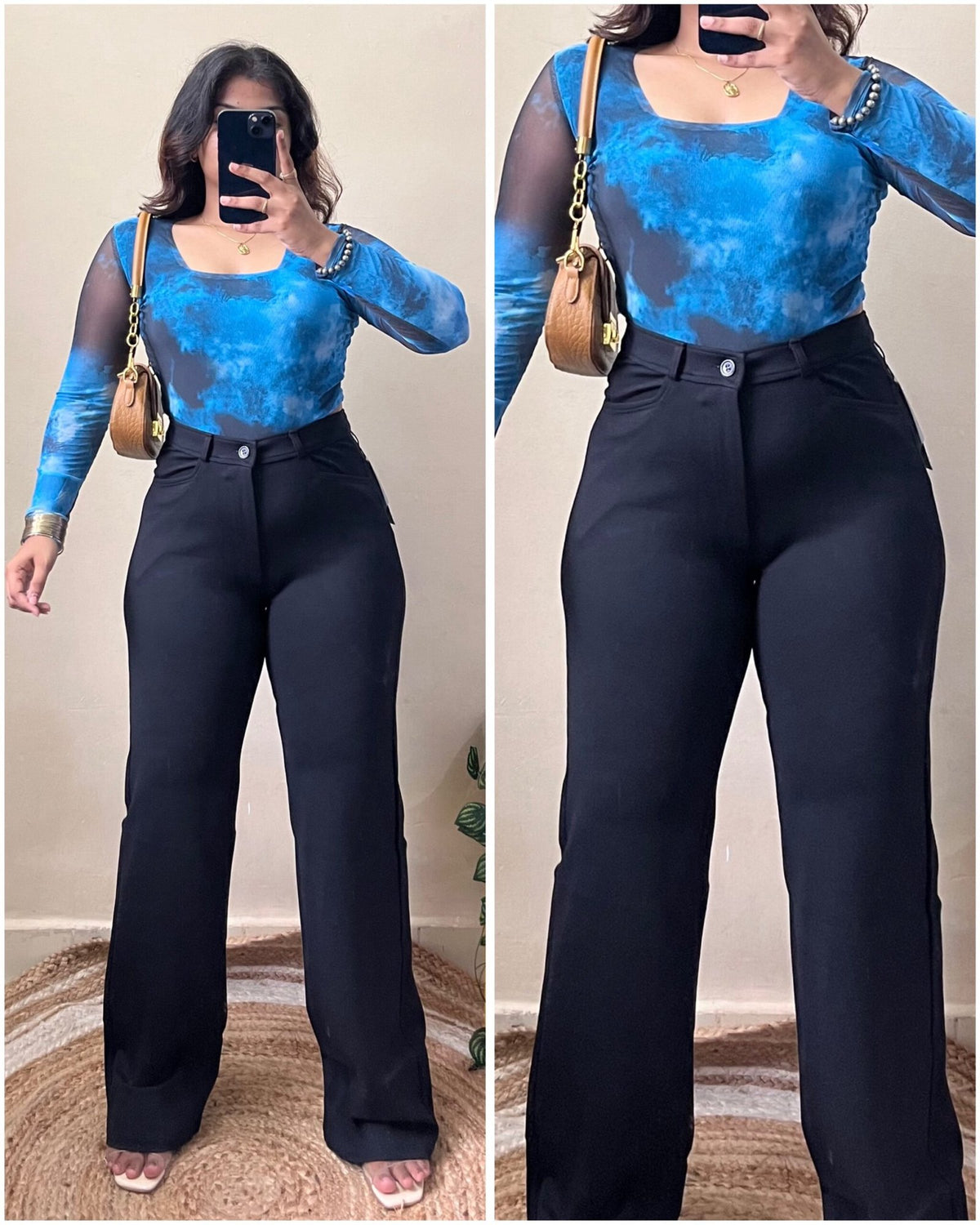 Black High Waisted Straight Fit Pant