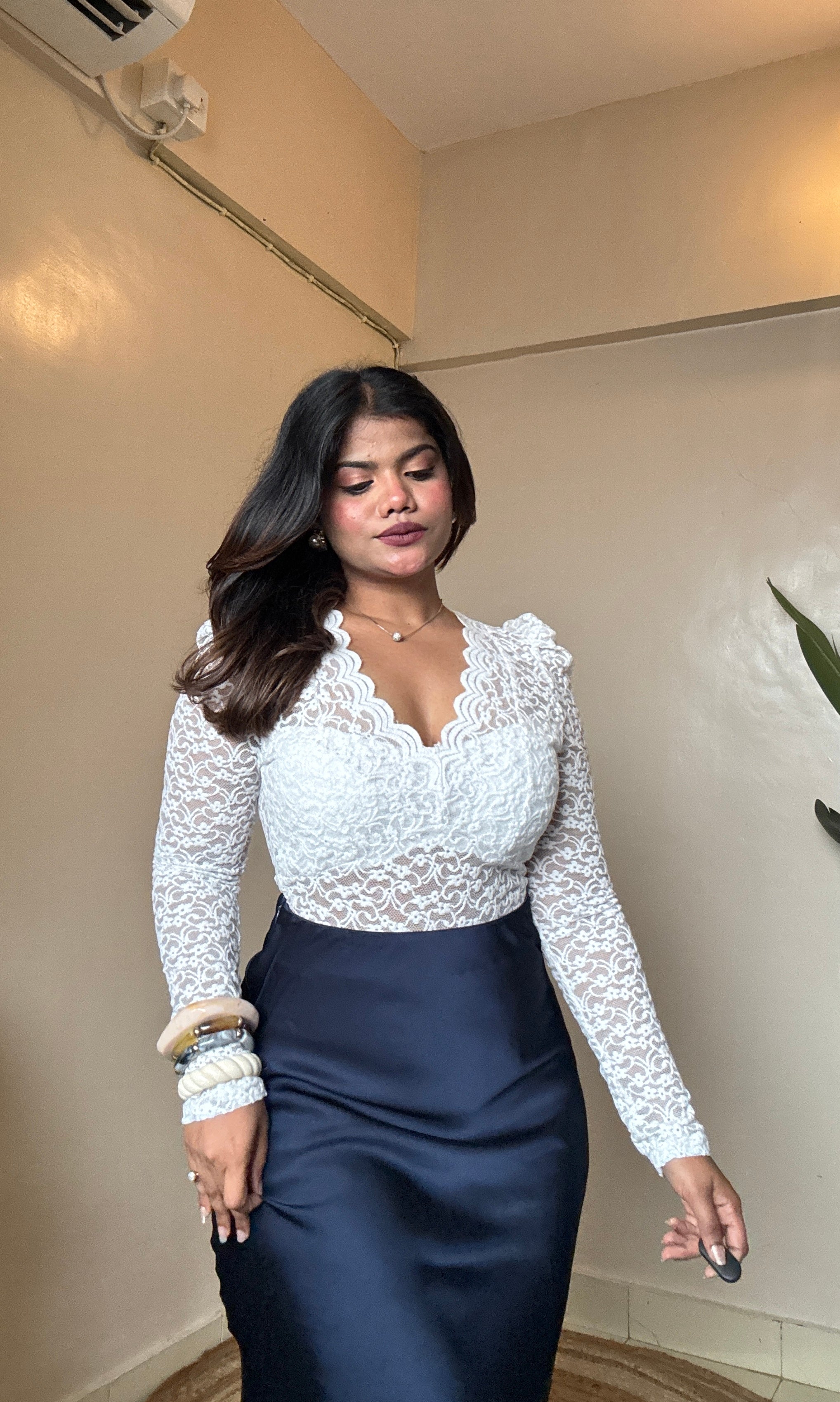 White Velvet Lacework Top