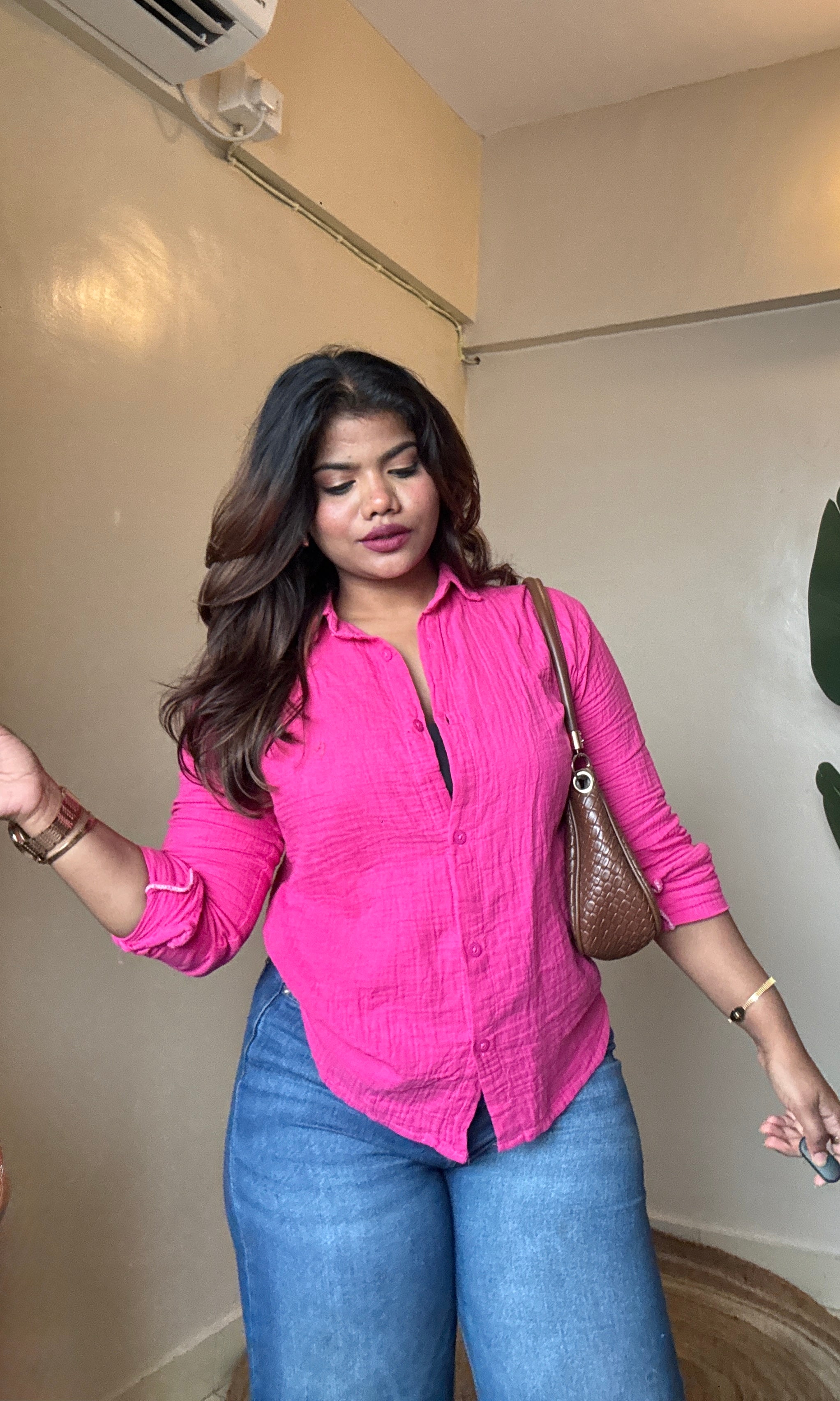 Fuchsia Pink Cotton Mulmul Shirt