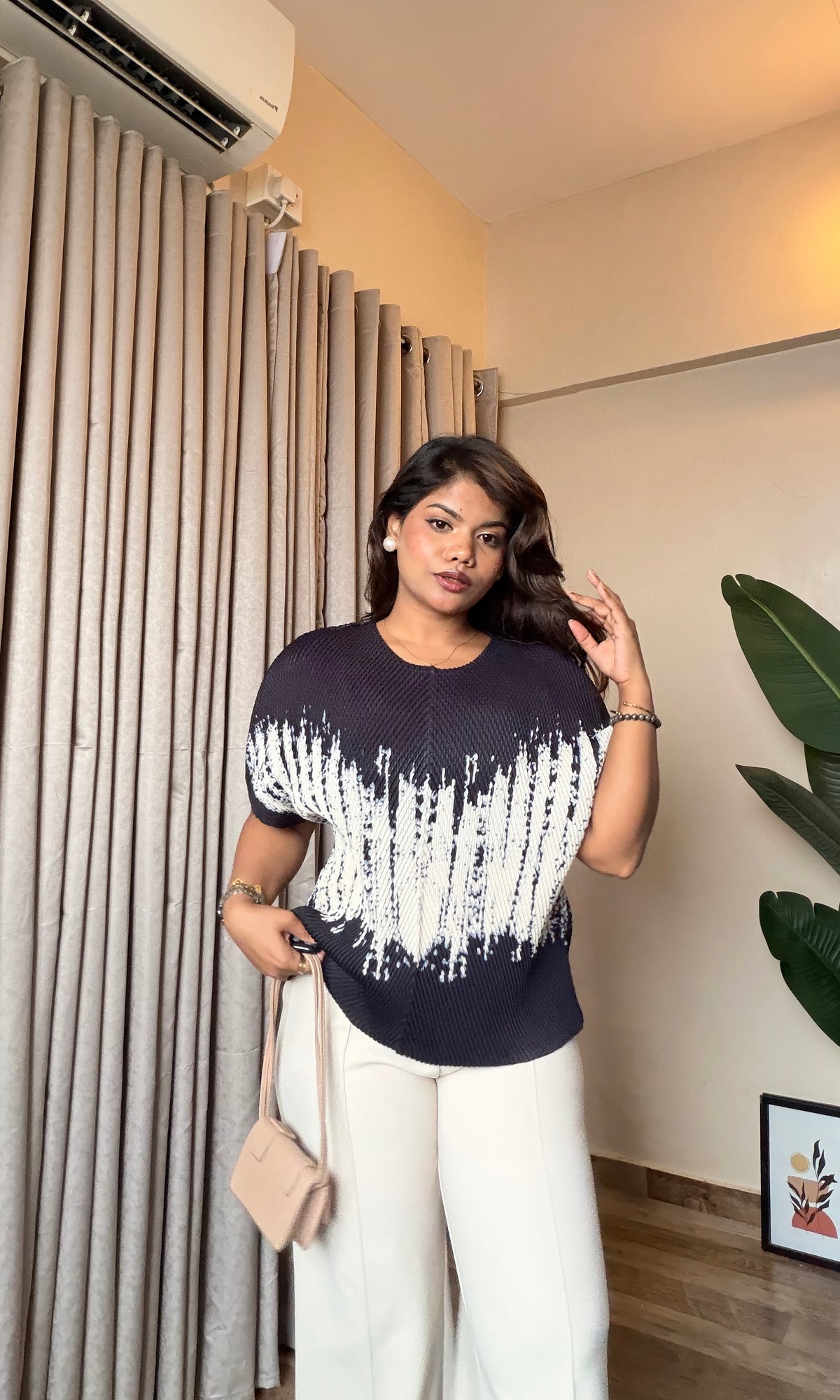 Ombre Pleated Abstract Printed Top