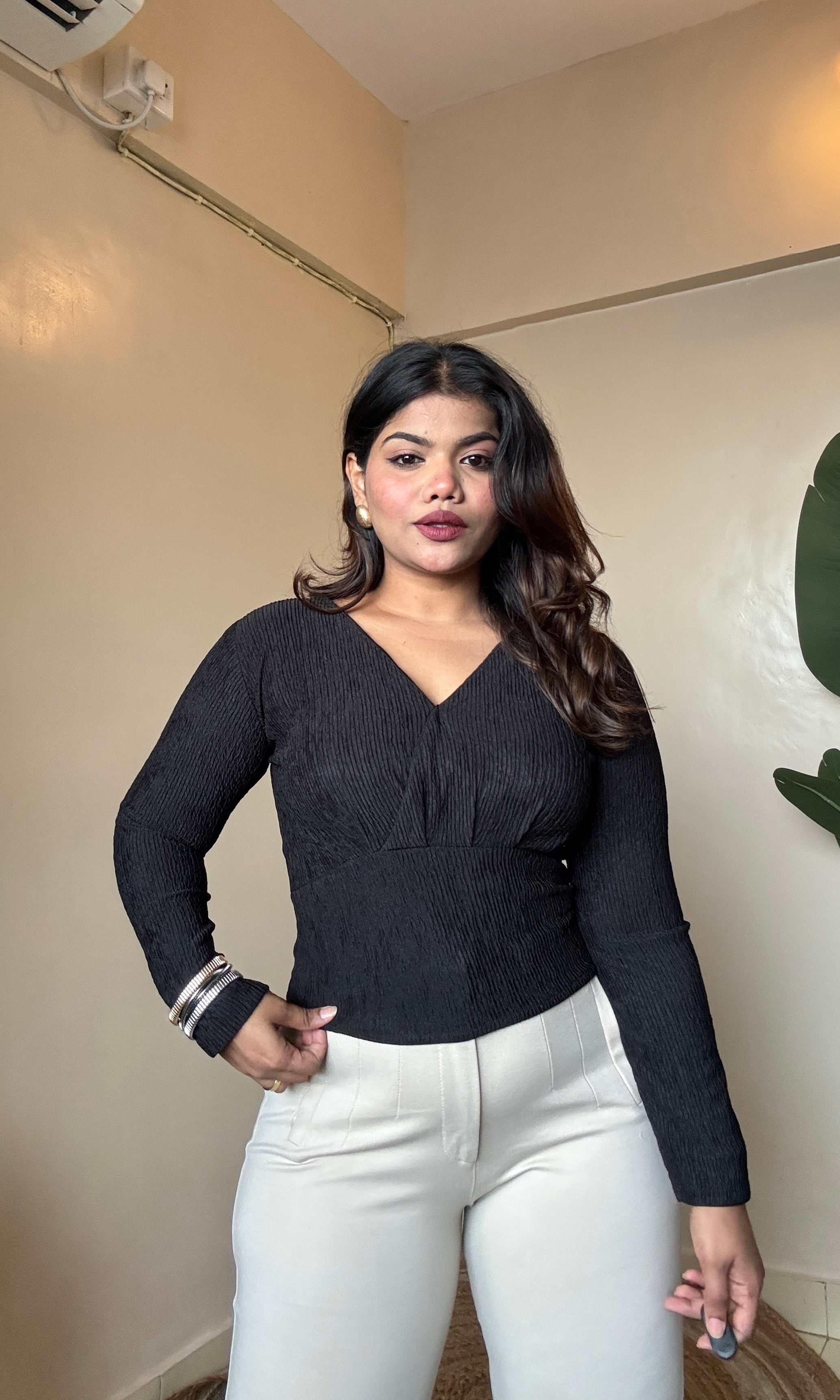 V Neck Crossover Top