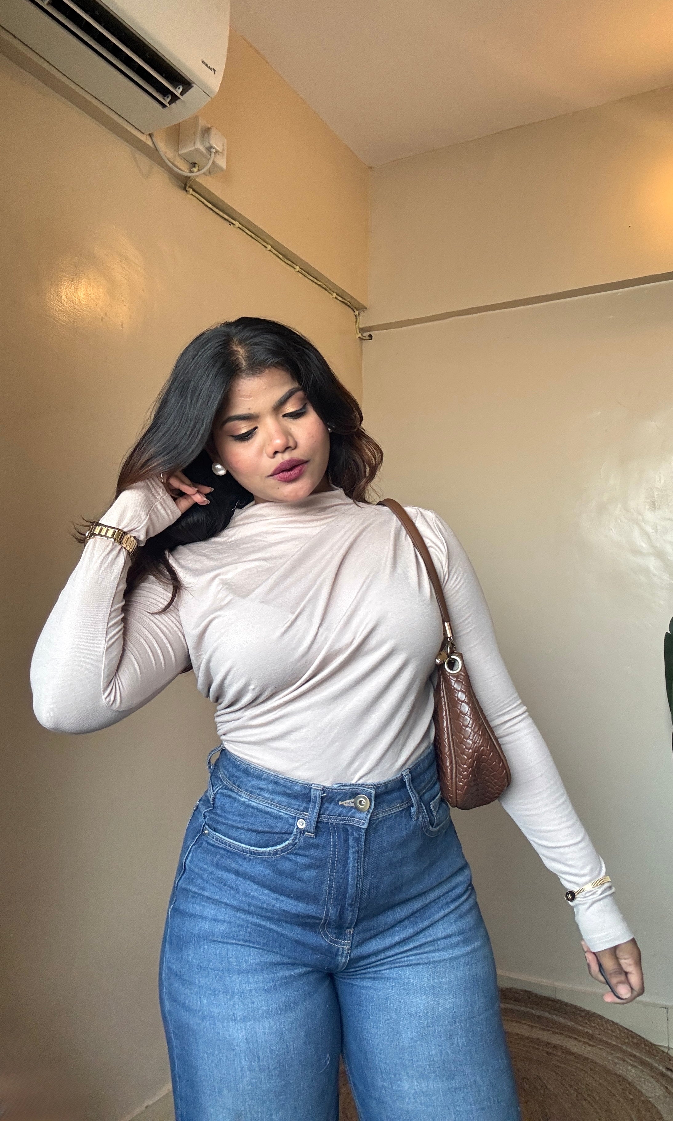 Drape Ruched High-Neck Top