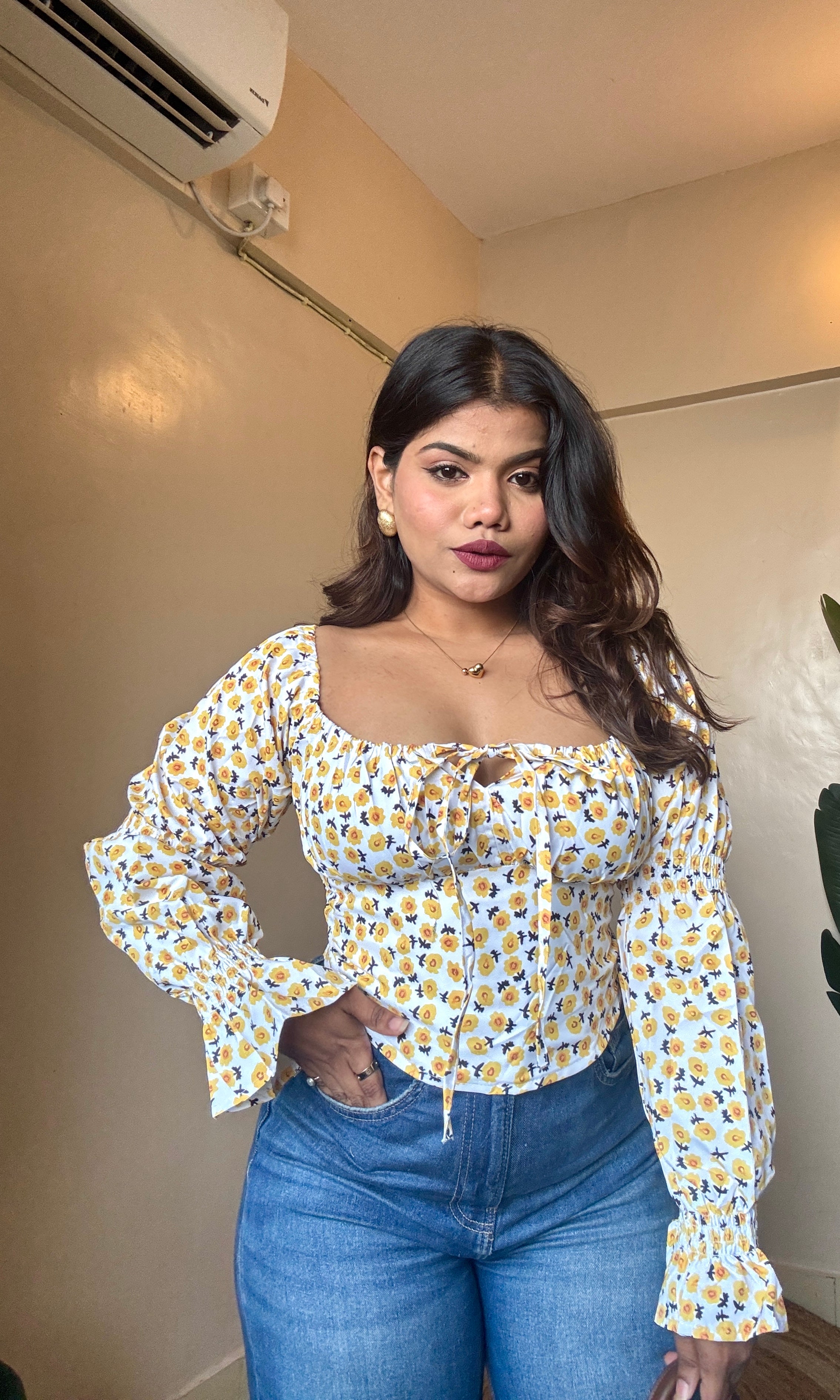 Sunflower Floral Corset Style Top