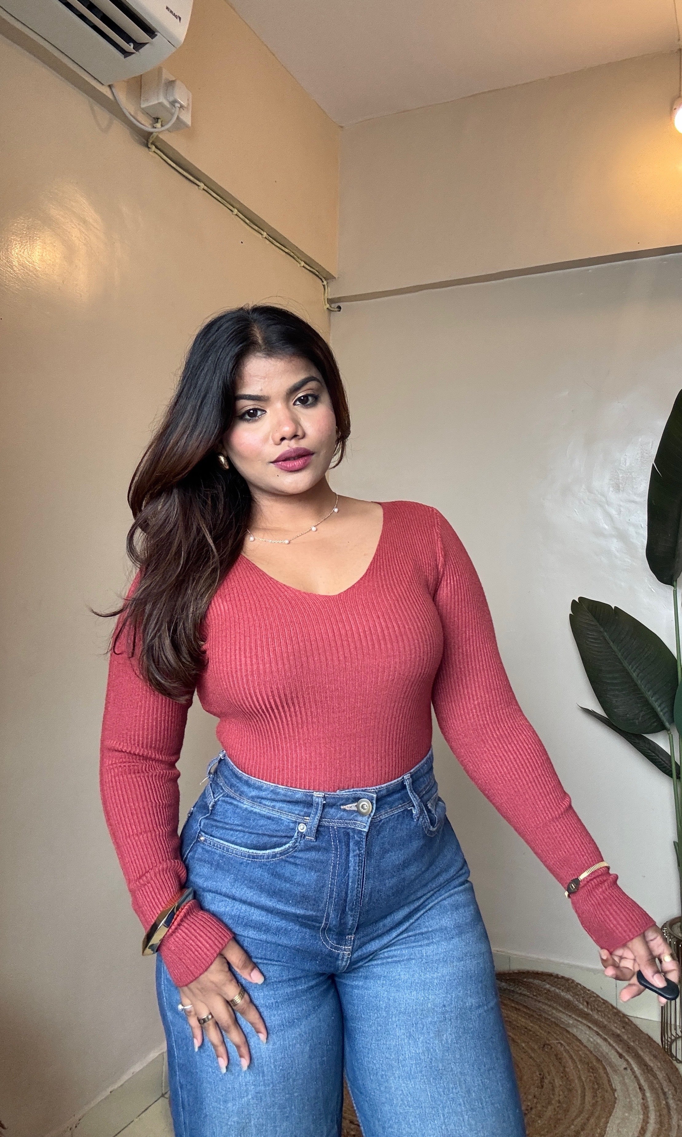 Bestseller V Neck Ribbed Top