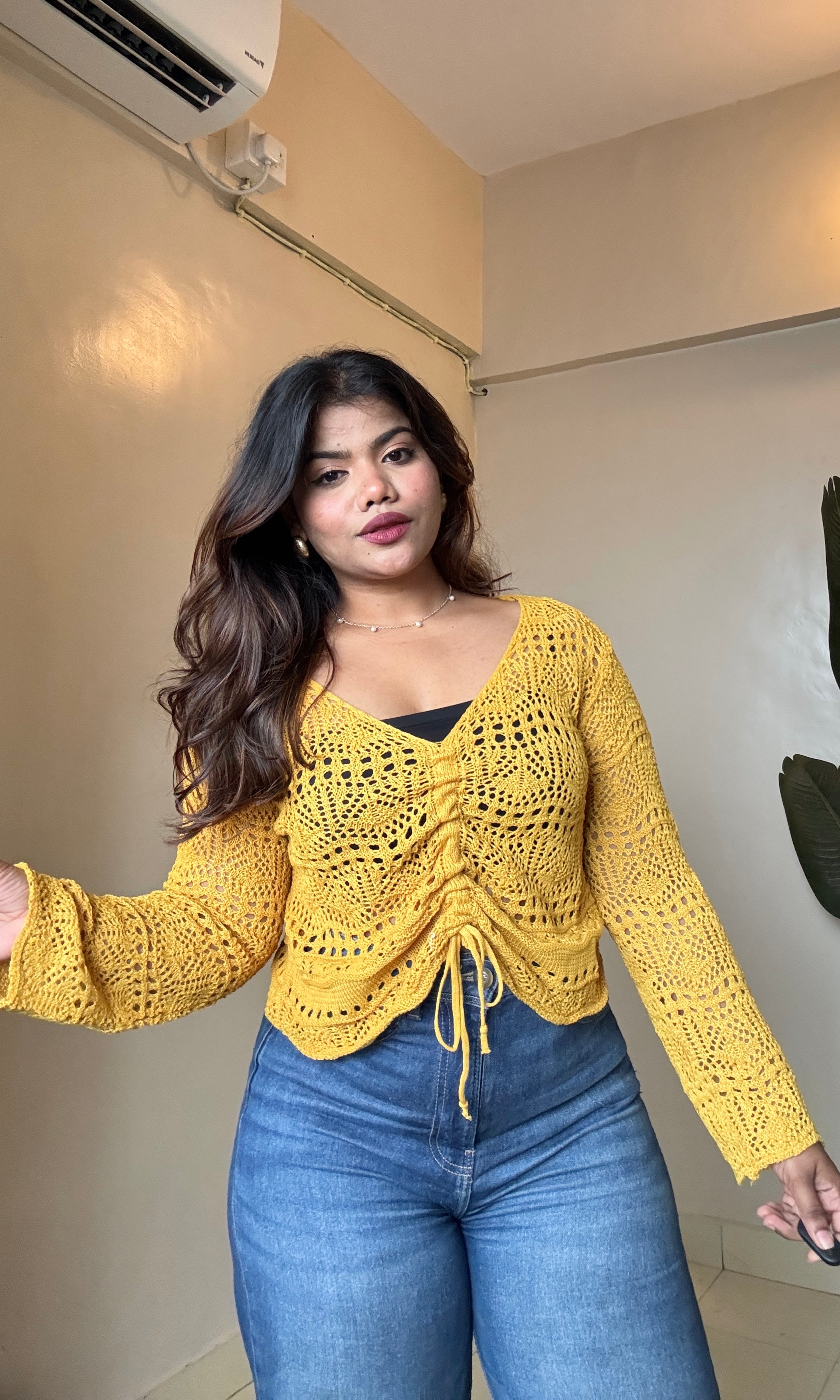Cozy Ruched Crochet Top