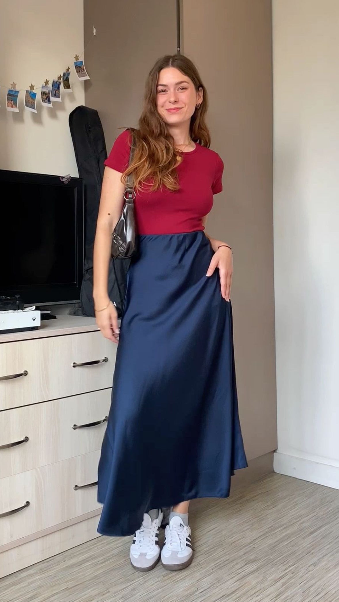 Premium Navy Blue Satin Skirt