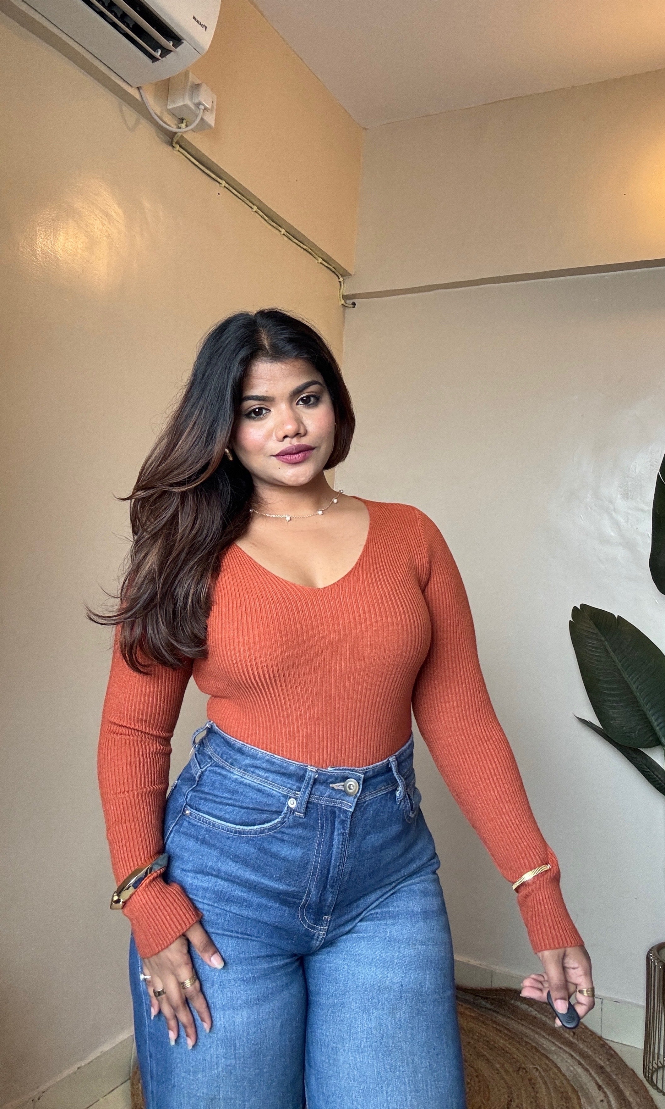 Bestseller V Neck Ribbed Top