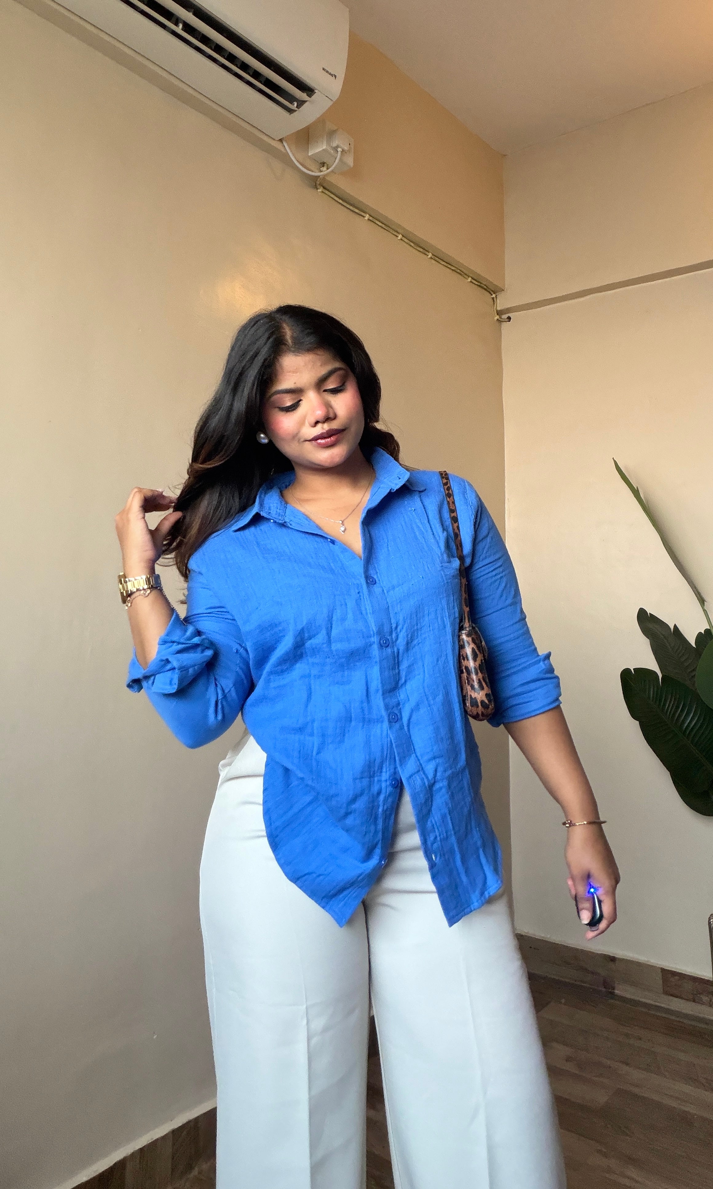 Blue Cotton Mulmul Shirt