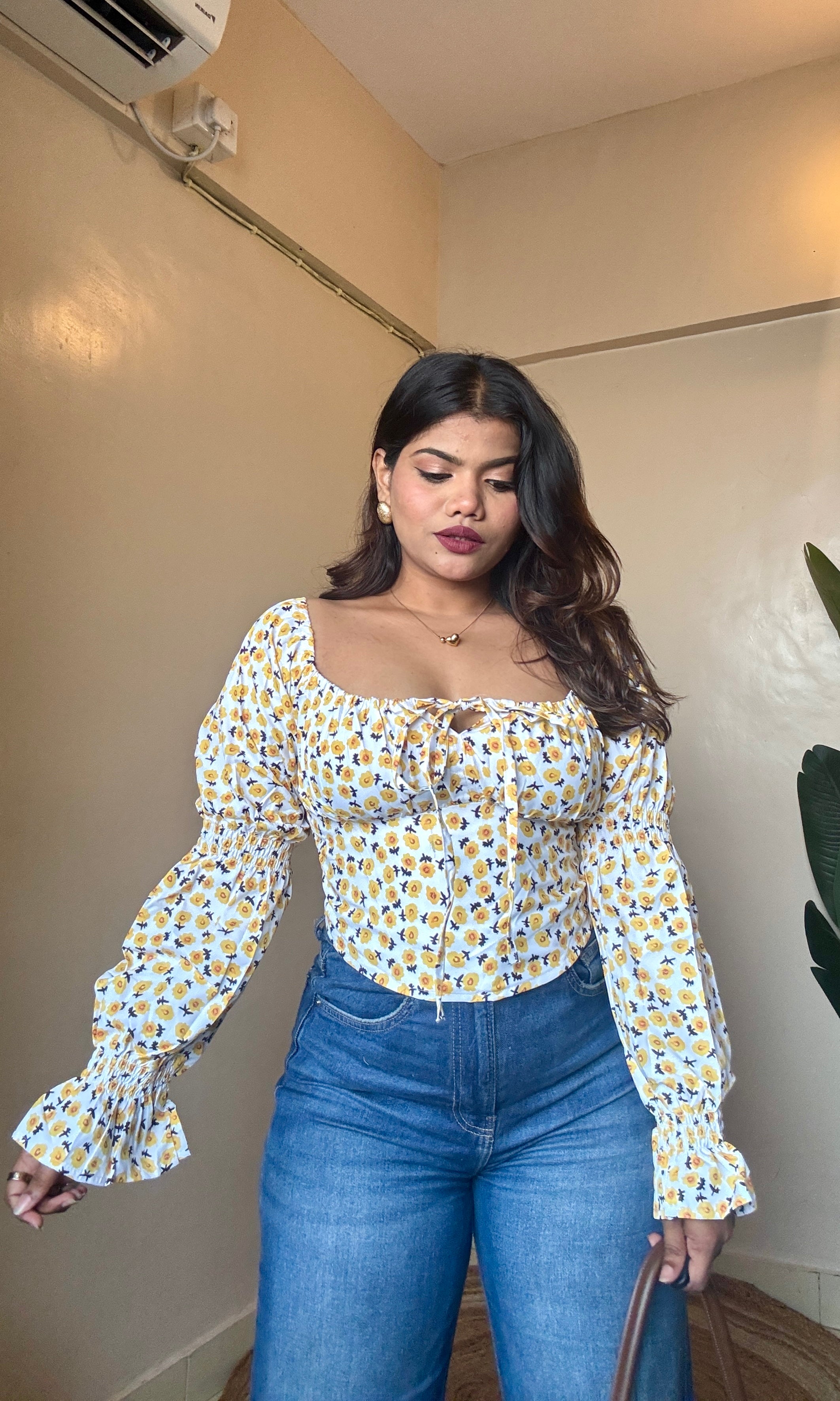 Sunflower Floral Corset Style Top