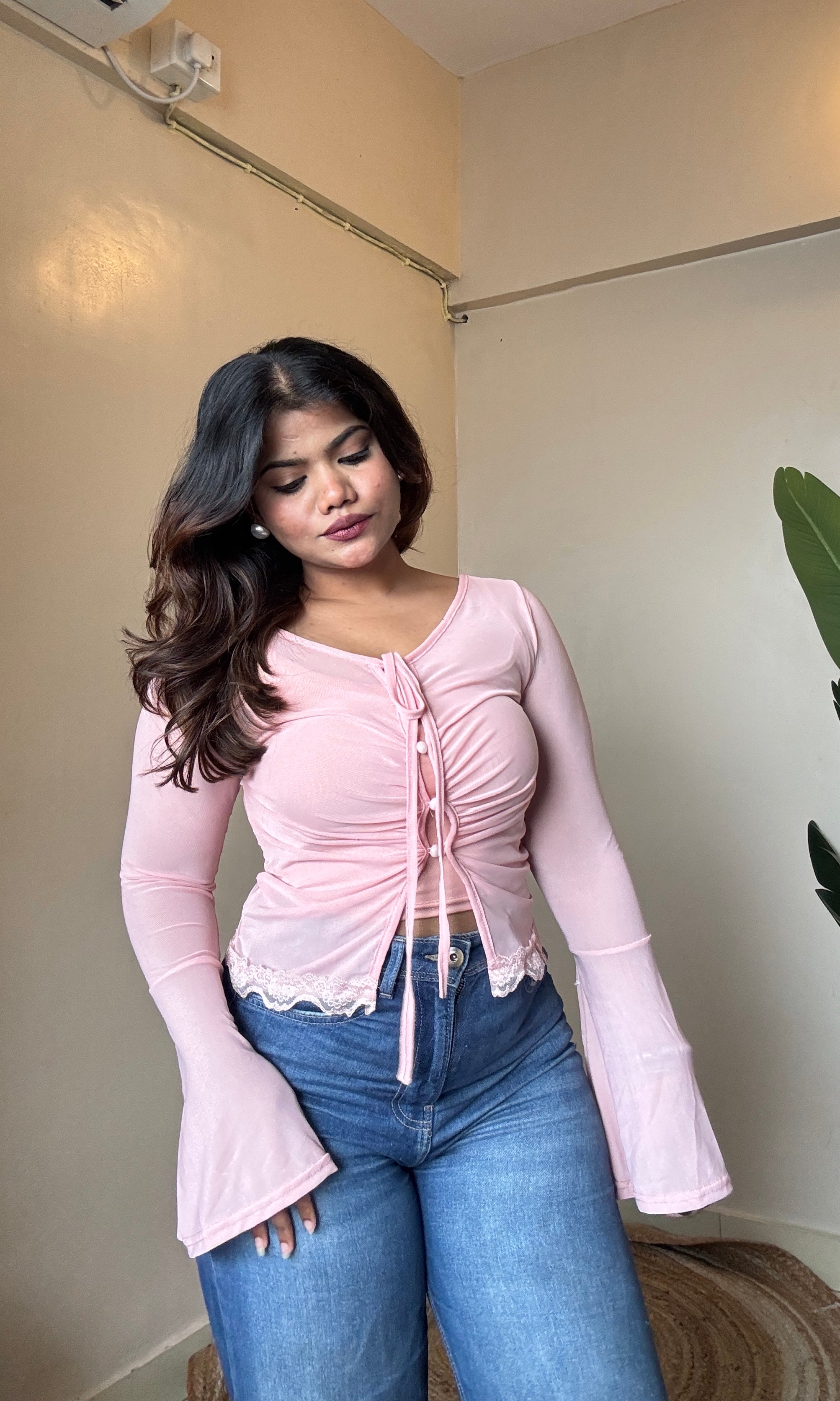 Two-Peice Lacy Mesh Top With Inner