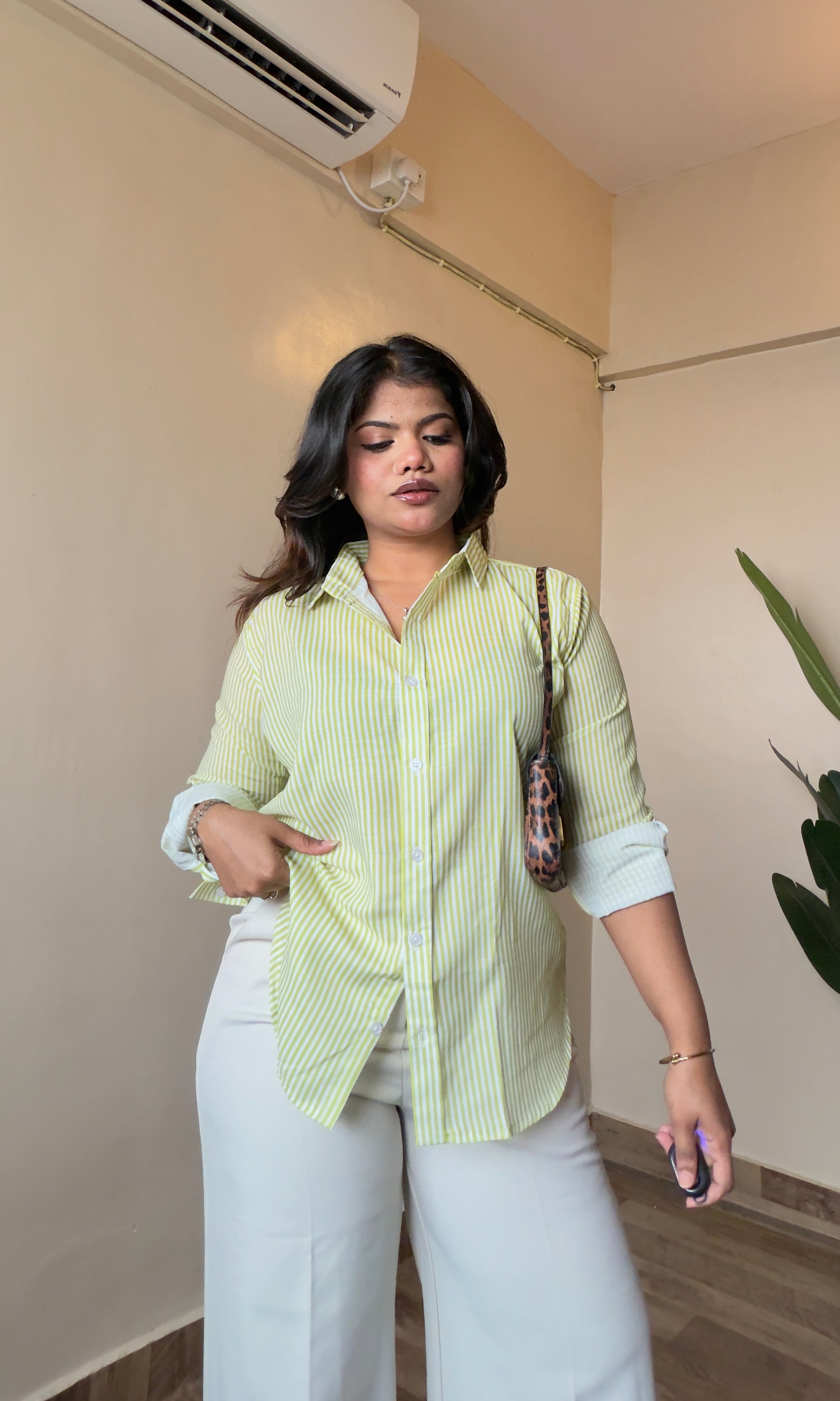 Green Striped Linen Shirt