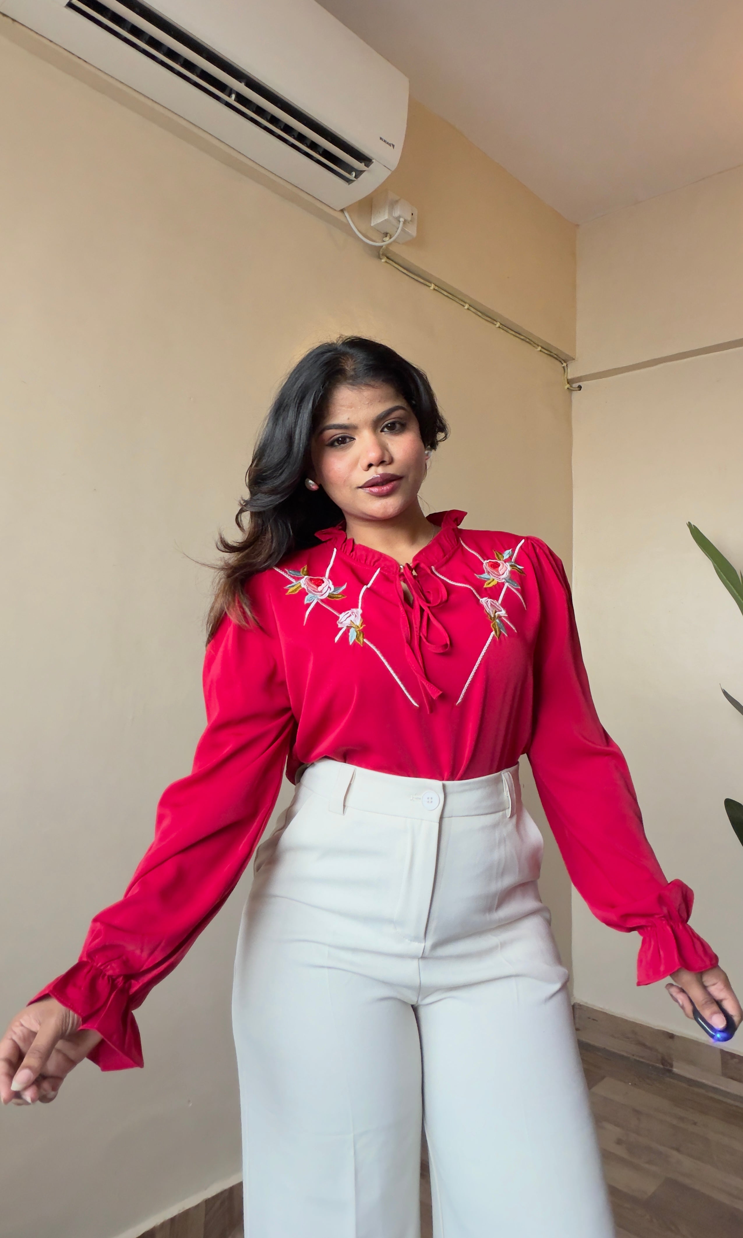 Floral Embroidery Shirt