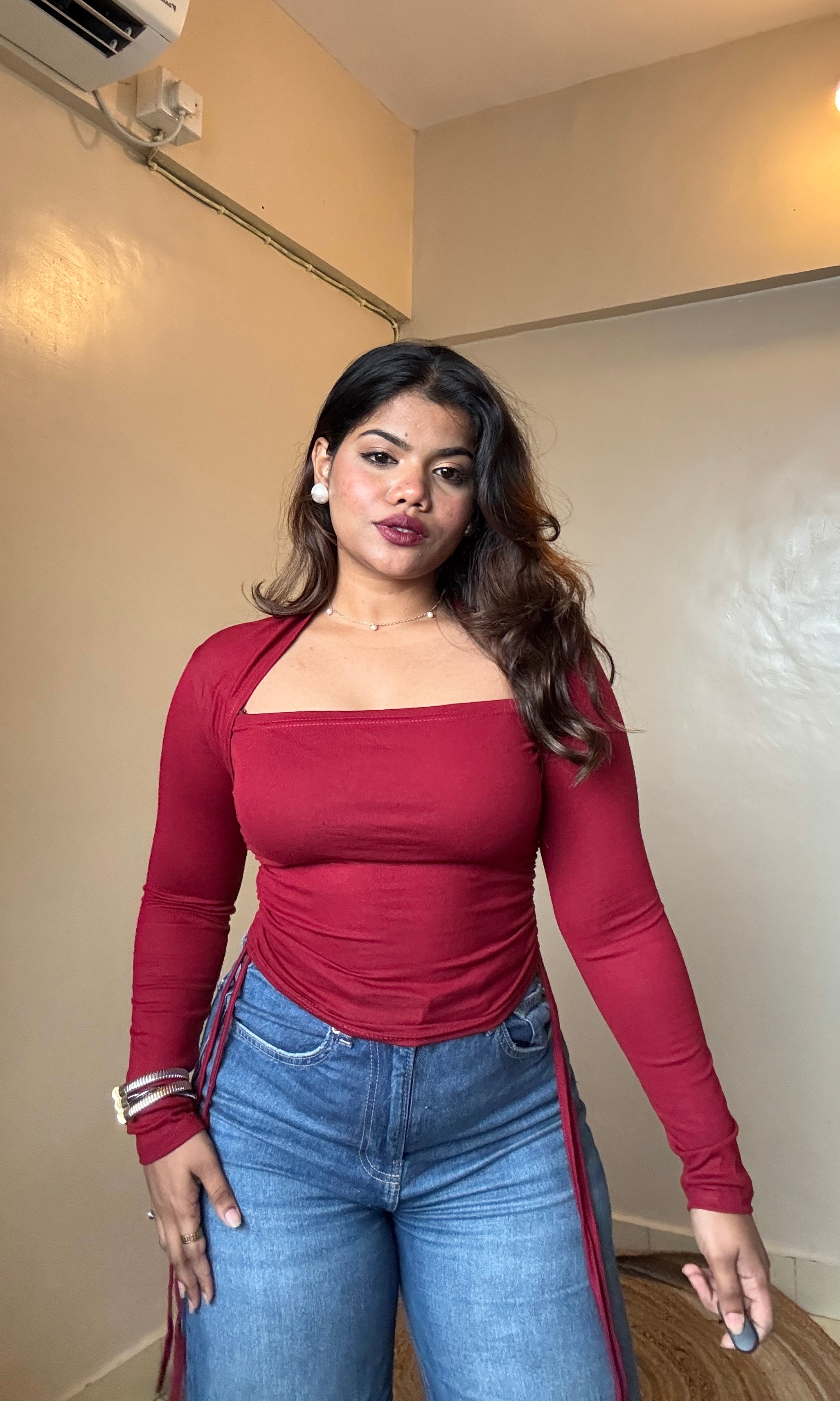 Flat Square Neck Ruched Bodyfitted Top