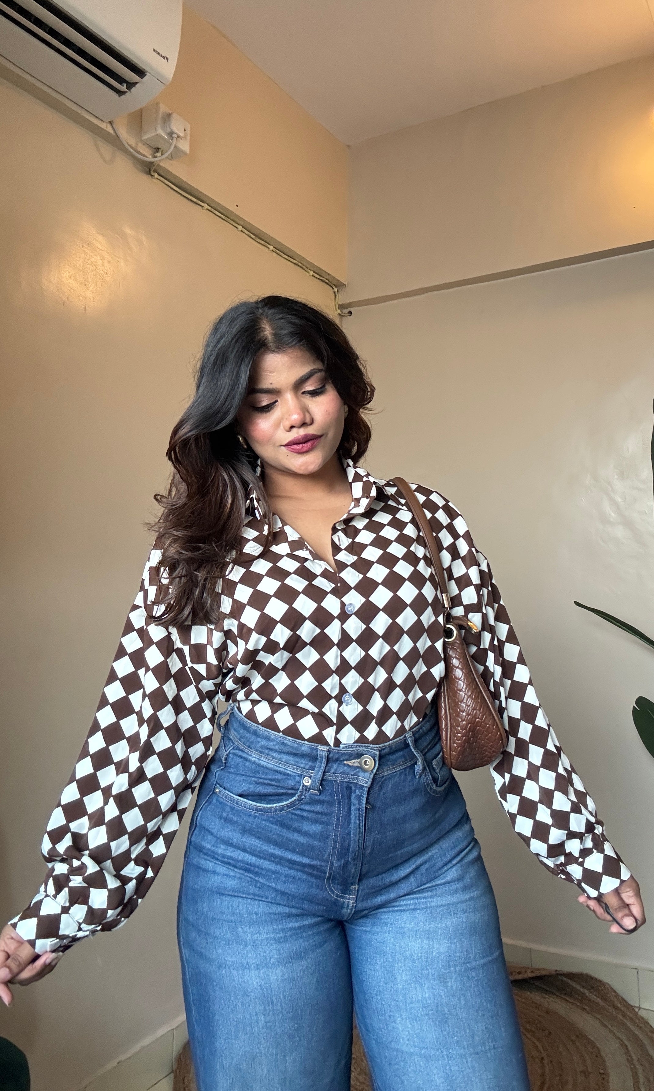 Brown Block Printed Imported Shirt
