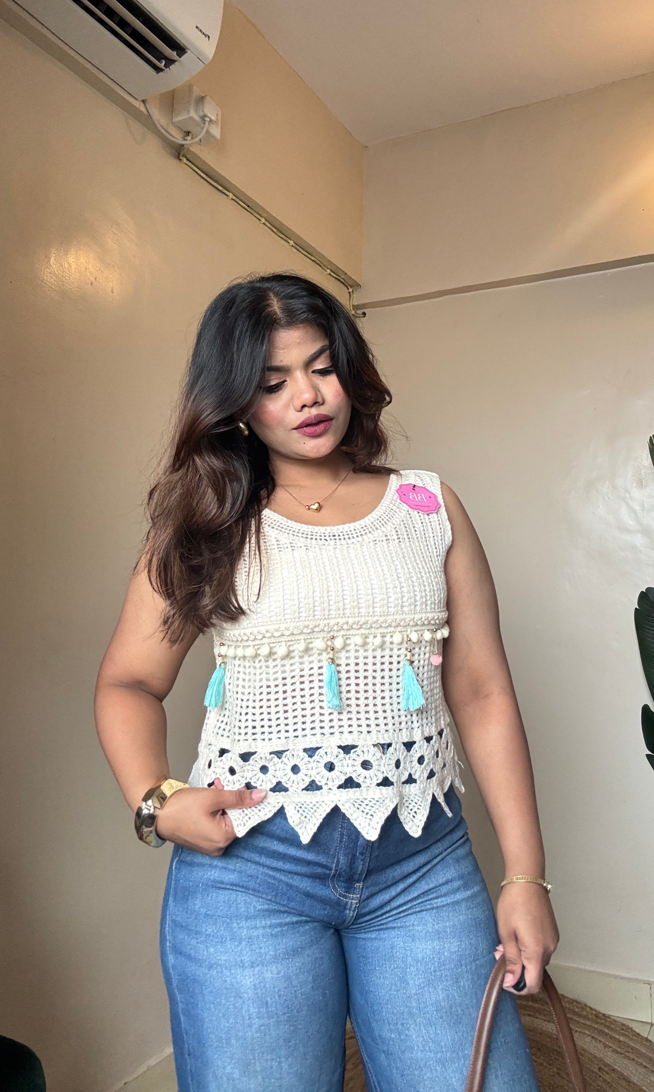 Boho Tassels Work Crochet Top