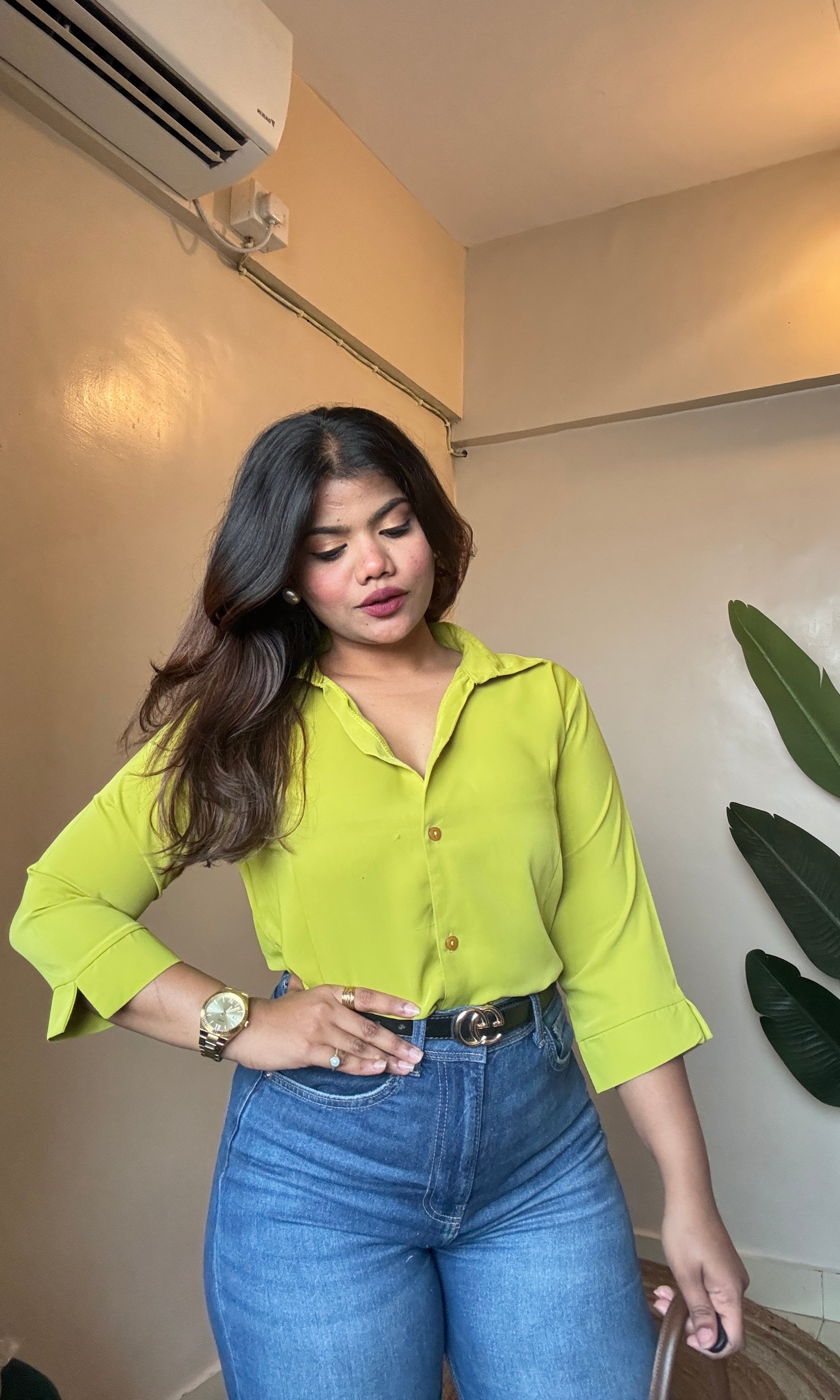 Lime Green Half Sleeve Shirt