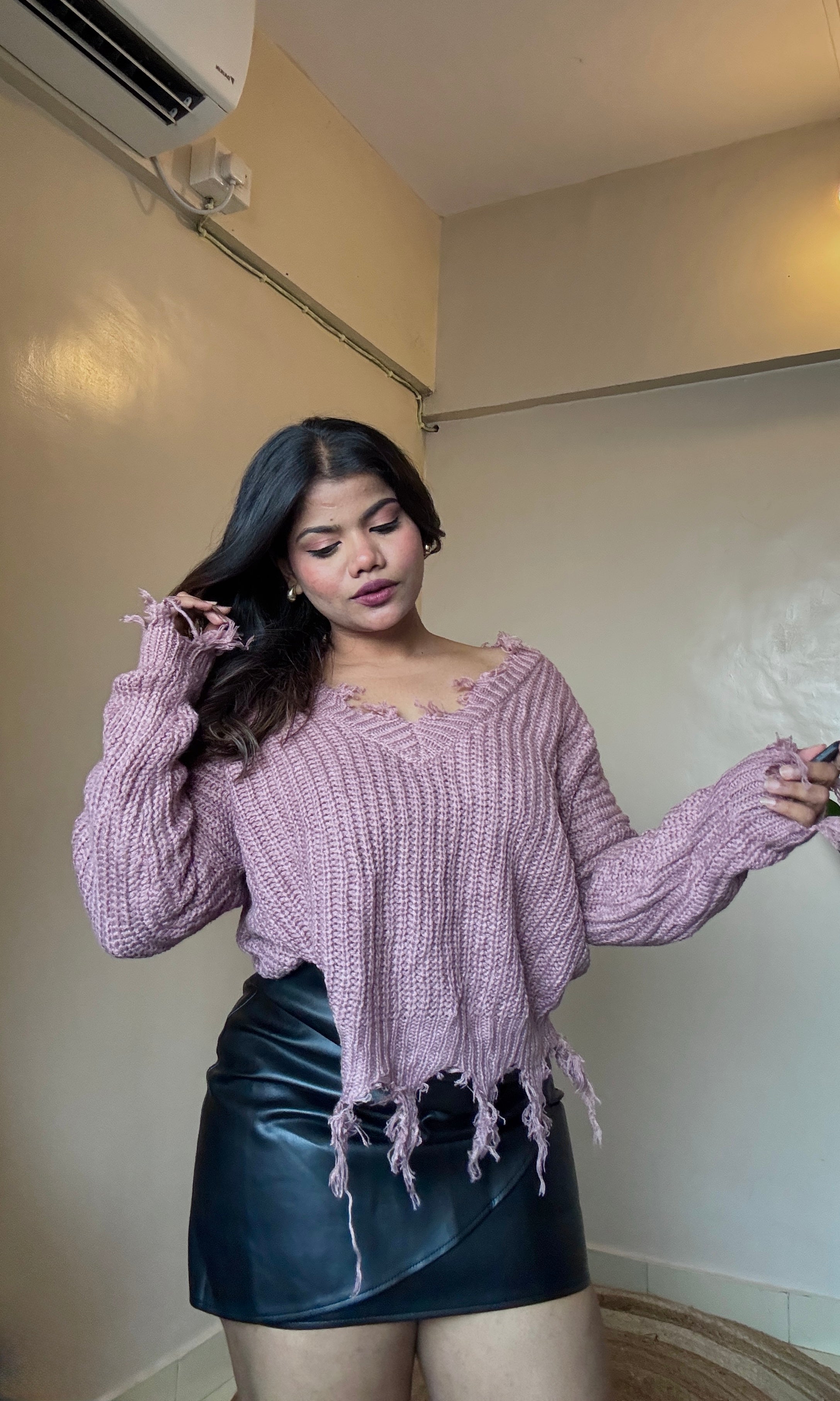 Mauve Pink Knit Pullover