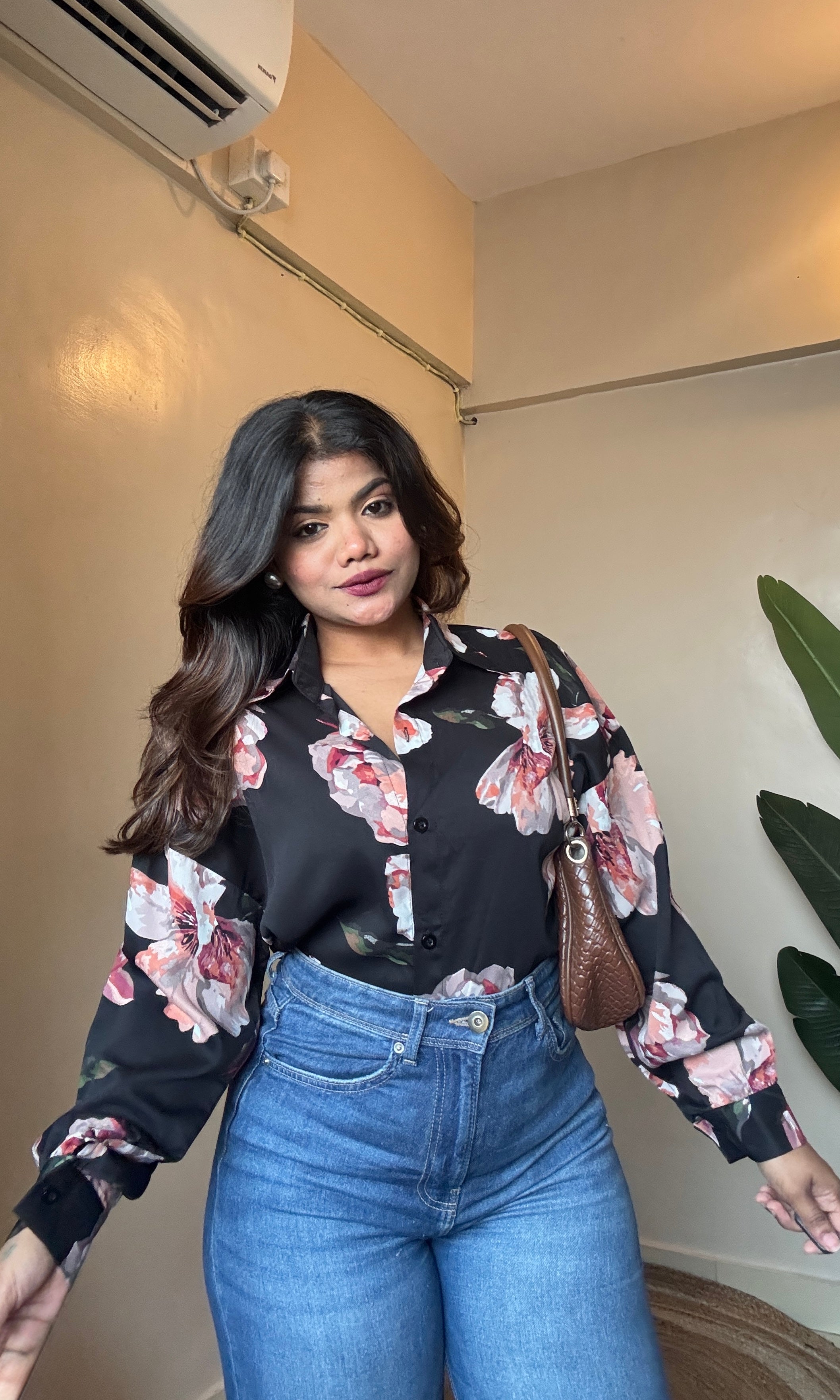 Black Floral Printed Shirt
