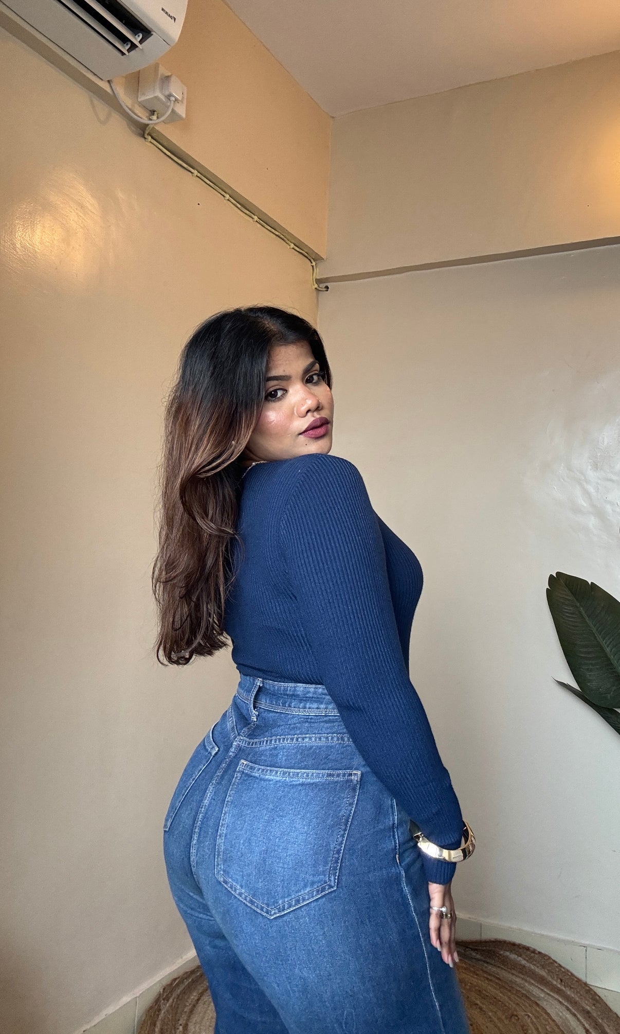 Pastel Green V Neck Ribbed Top