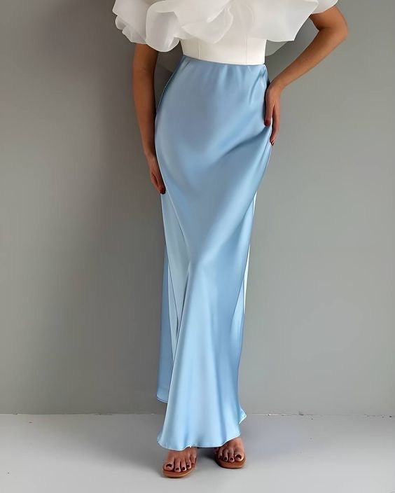Premium Powder Blue Satin Skirt