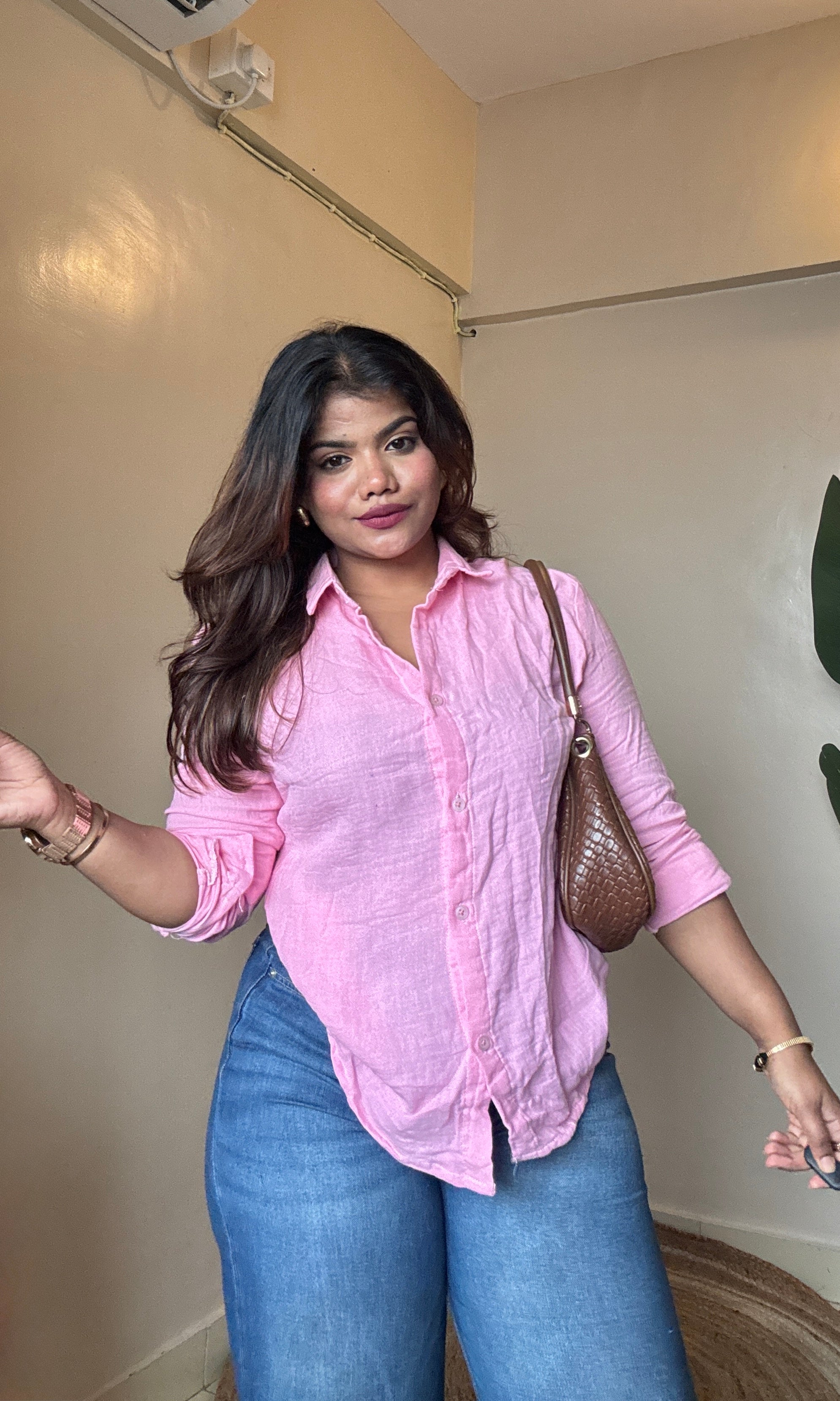 Pink Cotton Mulmul Shirt